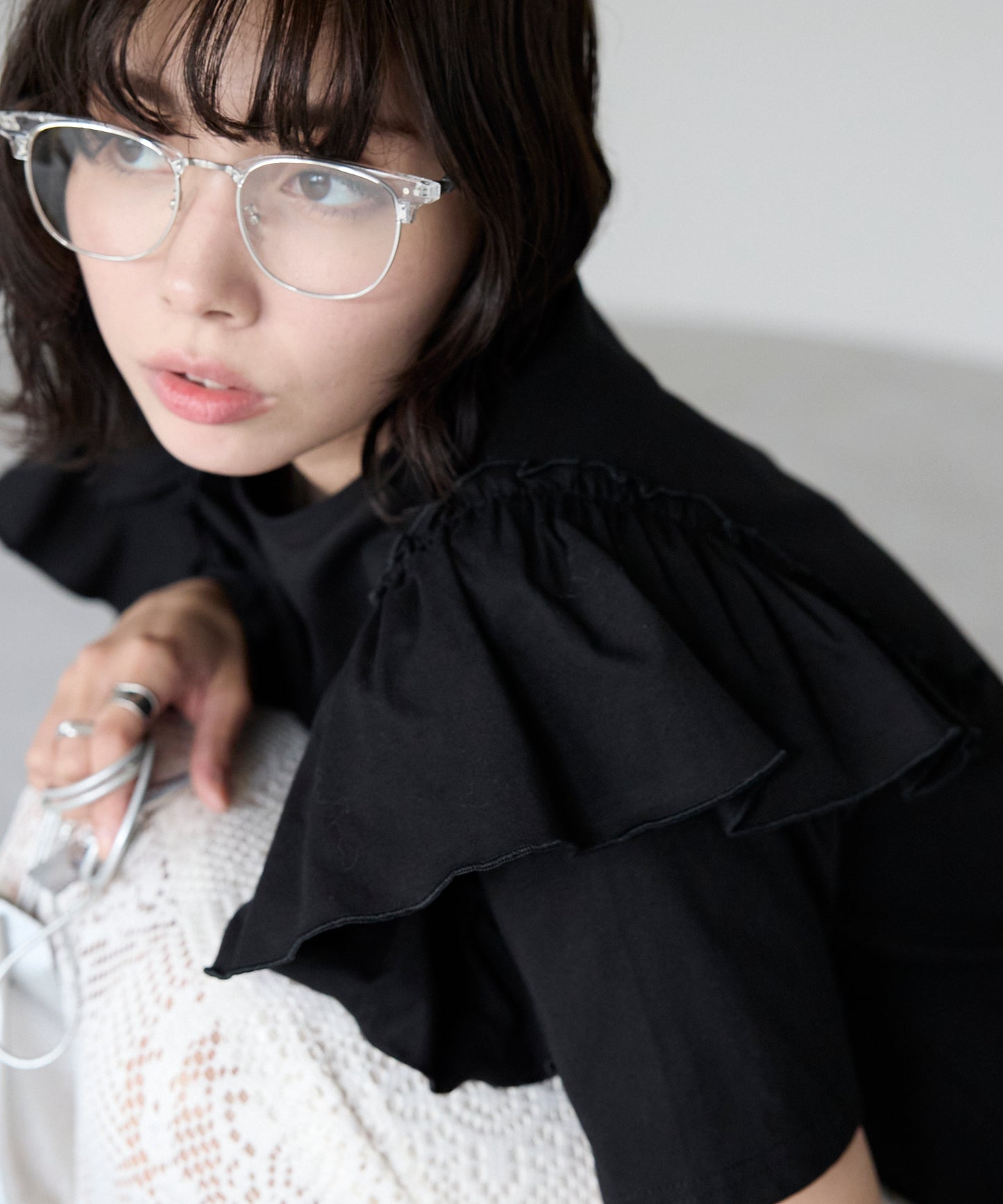 Shoulder frill T-shirt ショルダーフリルT