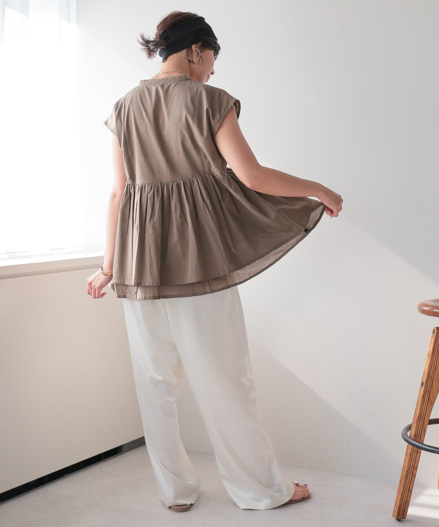 Pin Tuck Peplum Blouse|ピンタックペプラムブラウス