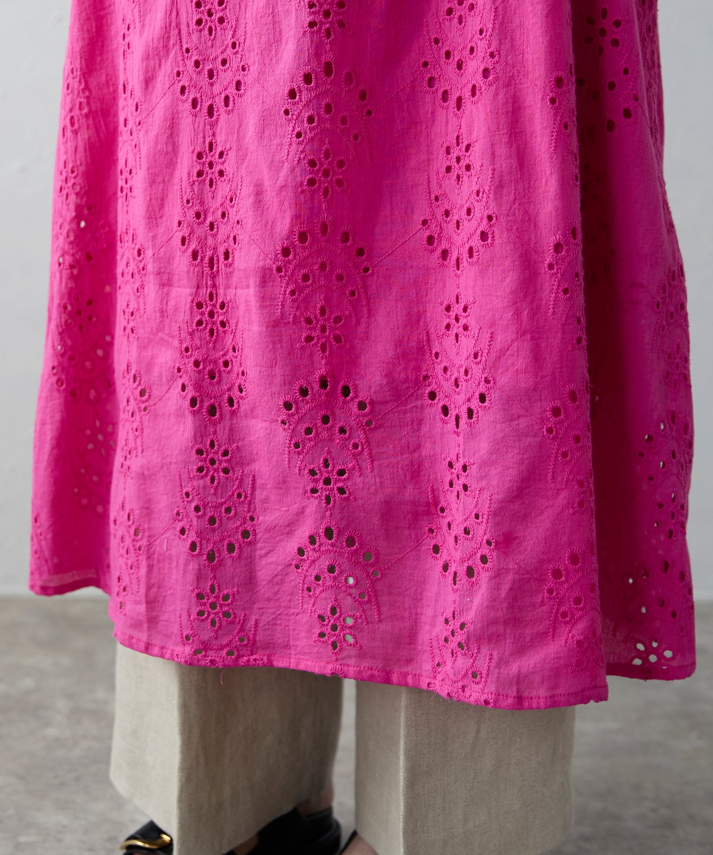 Indian cut work off shoulder one-piece　インドカットワークオフショルワンピ