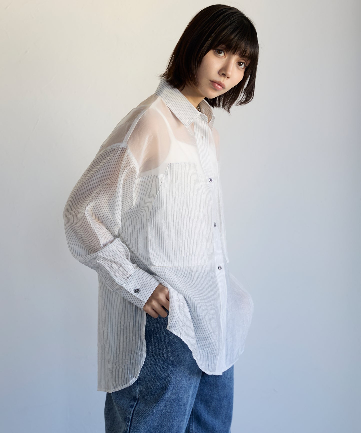 Sheer Panel Shirt　シアーキリカエシャツ