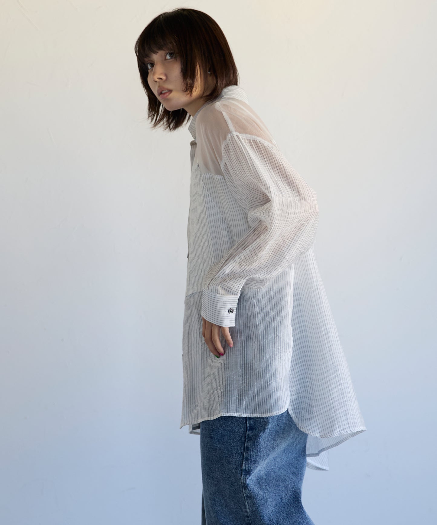 Sheer Panel Shirt　シアーキリカエシャツ