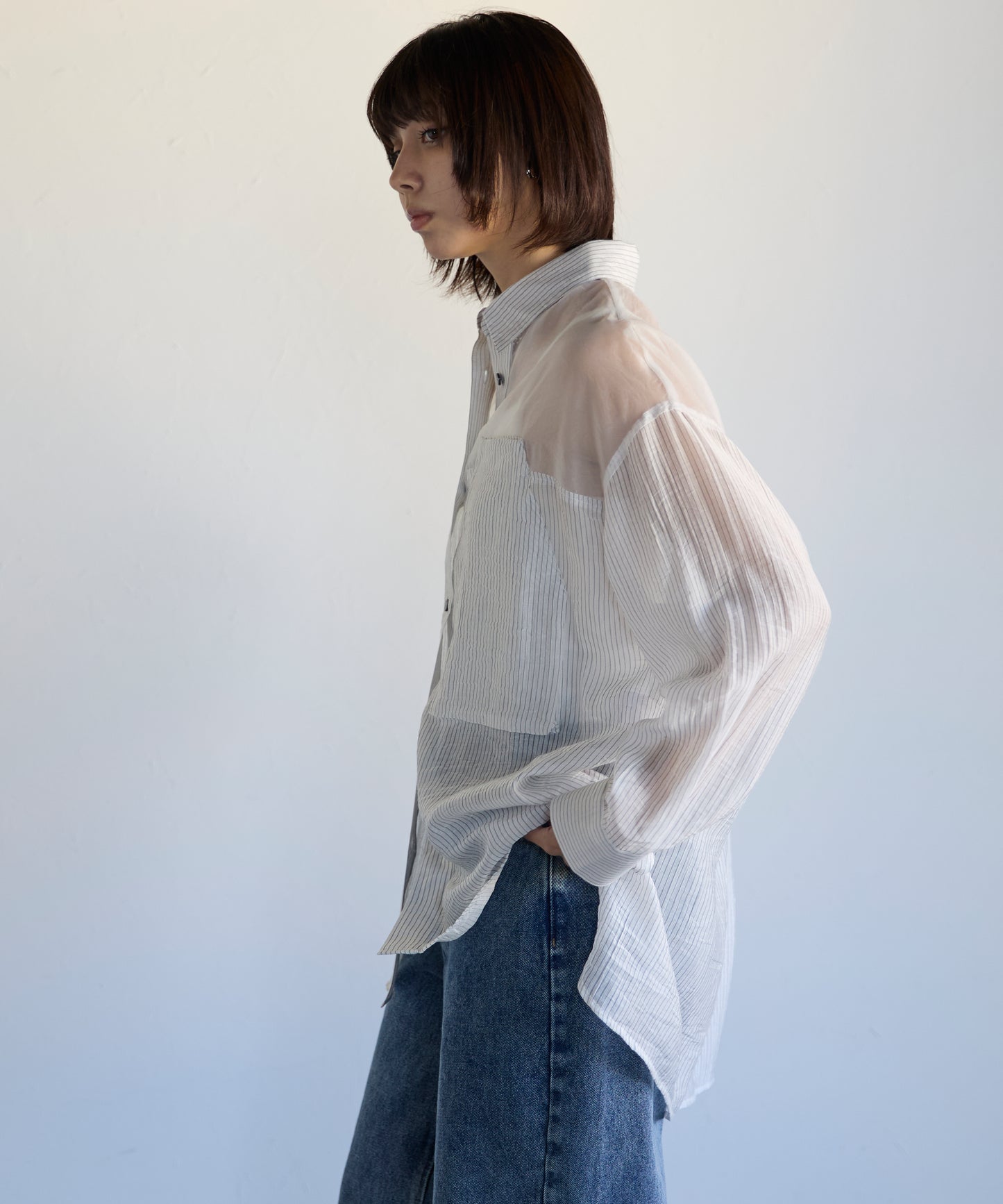 Sheer Panel Shirt　シアーキリカエシャツ