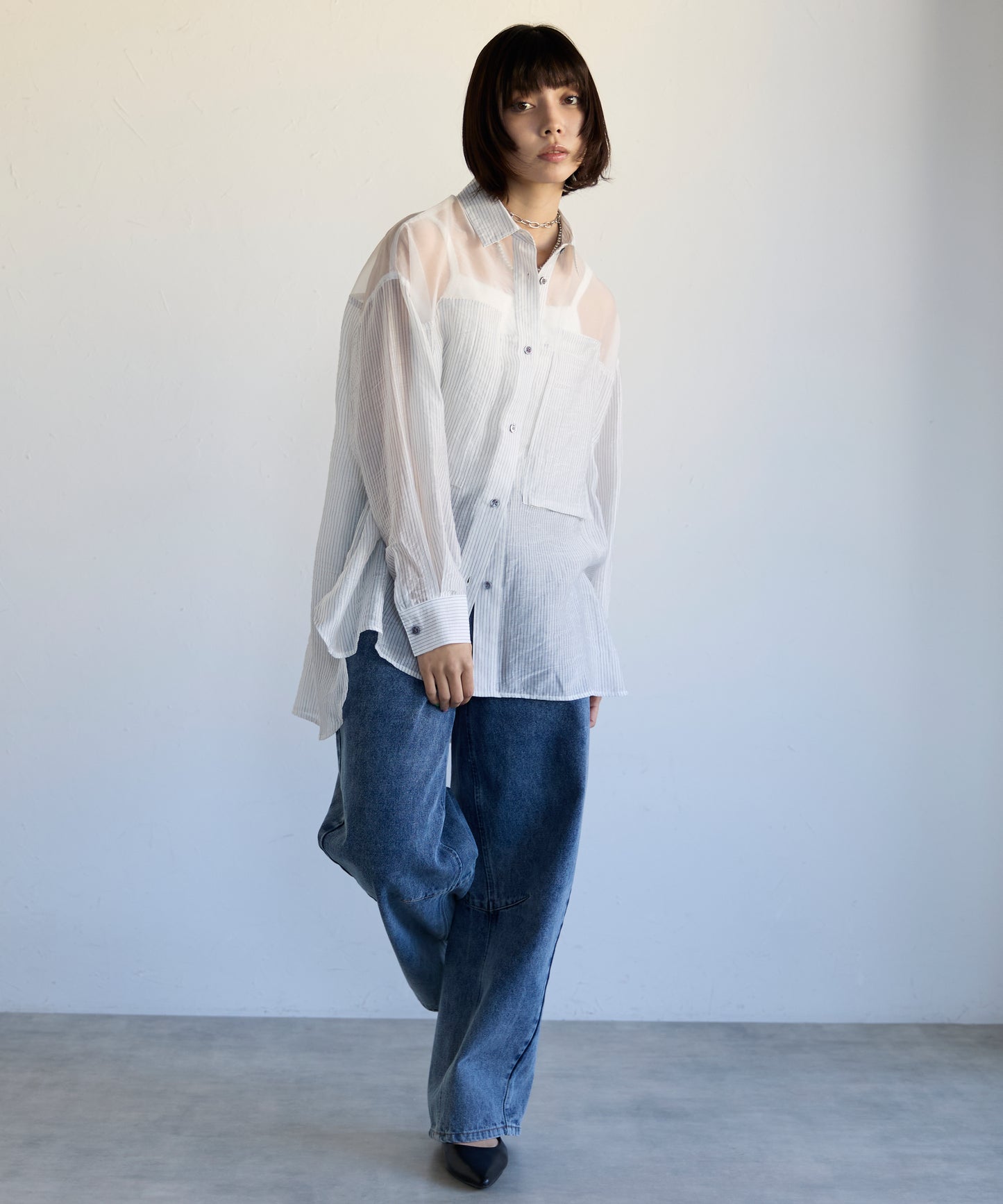 Sheer Panel Shirt　シアーキリカエシャツ