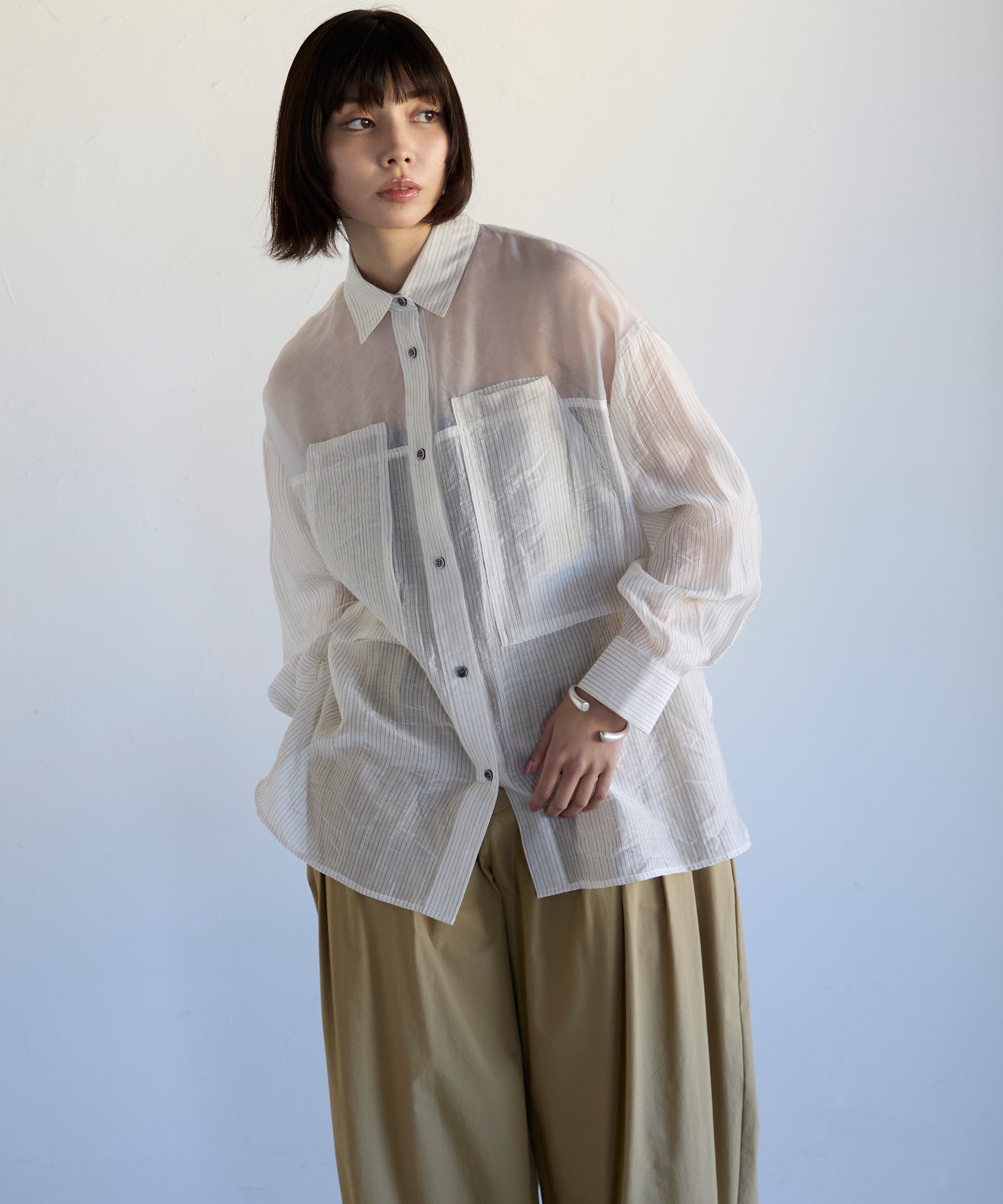 Sheer Panel Shirt　シアーキリカエシャツ