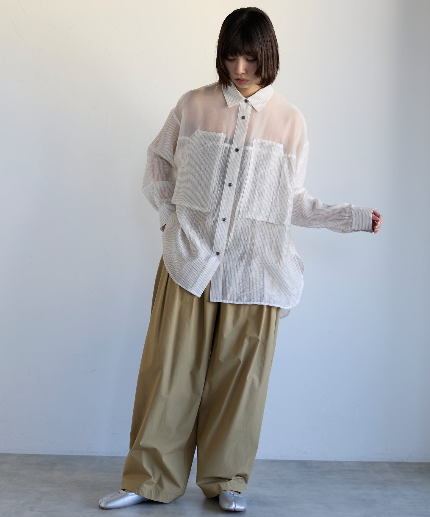 Sheer Panel Shirt　シアーキリカエシャツ