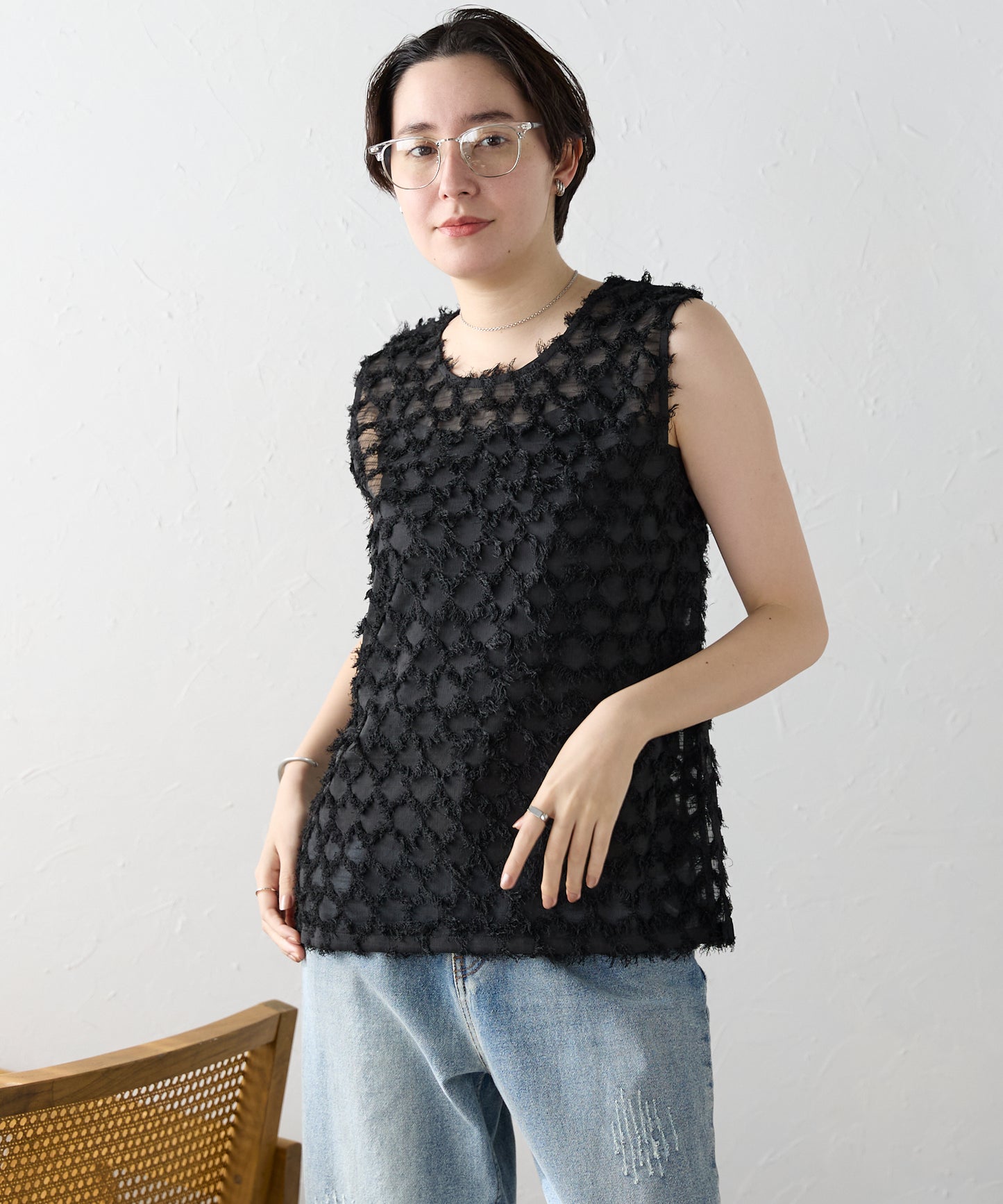 Fringe bestand camisole　フリンジベスト＋キャミソール2点SET