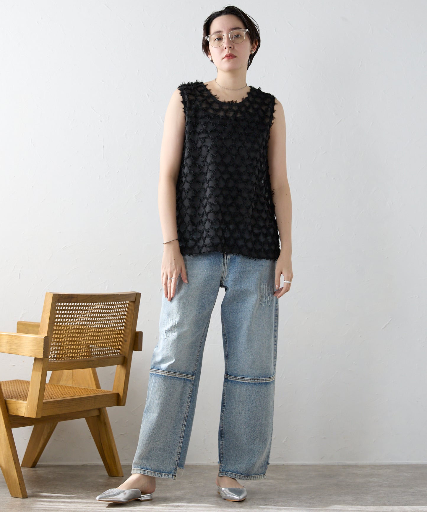 Fringe bestand camisole　フリンジベスト＋キャミソール2点SET