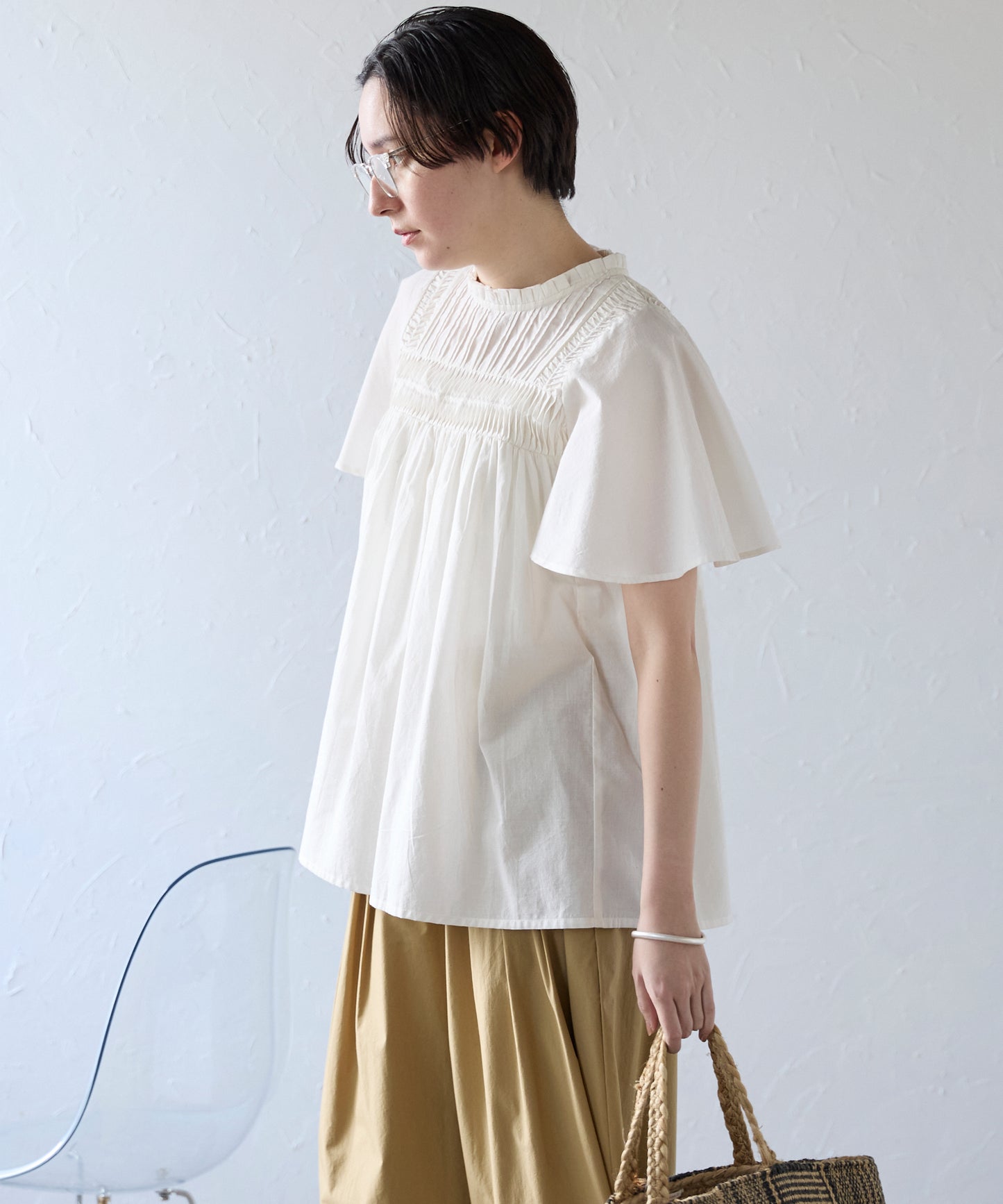 India cambric pintuck blouse インドキャンブリックピンタックブラウス