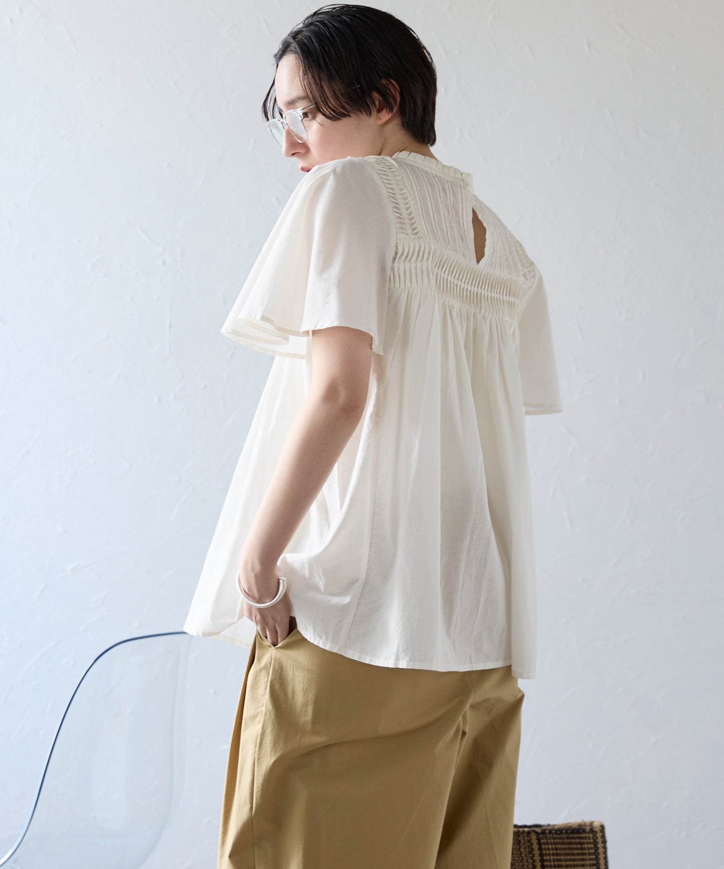 India cambric pintuck blouse インドキャンブリックピンタックブラウス