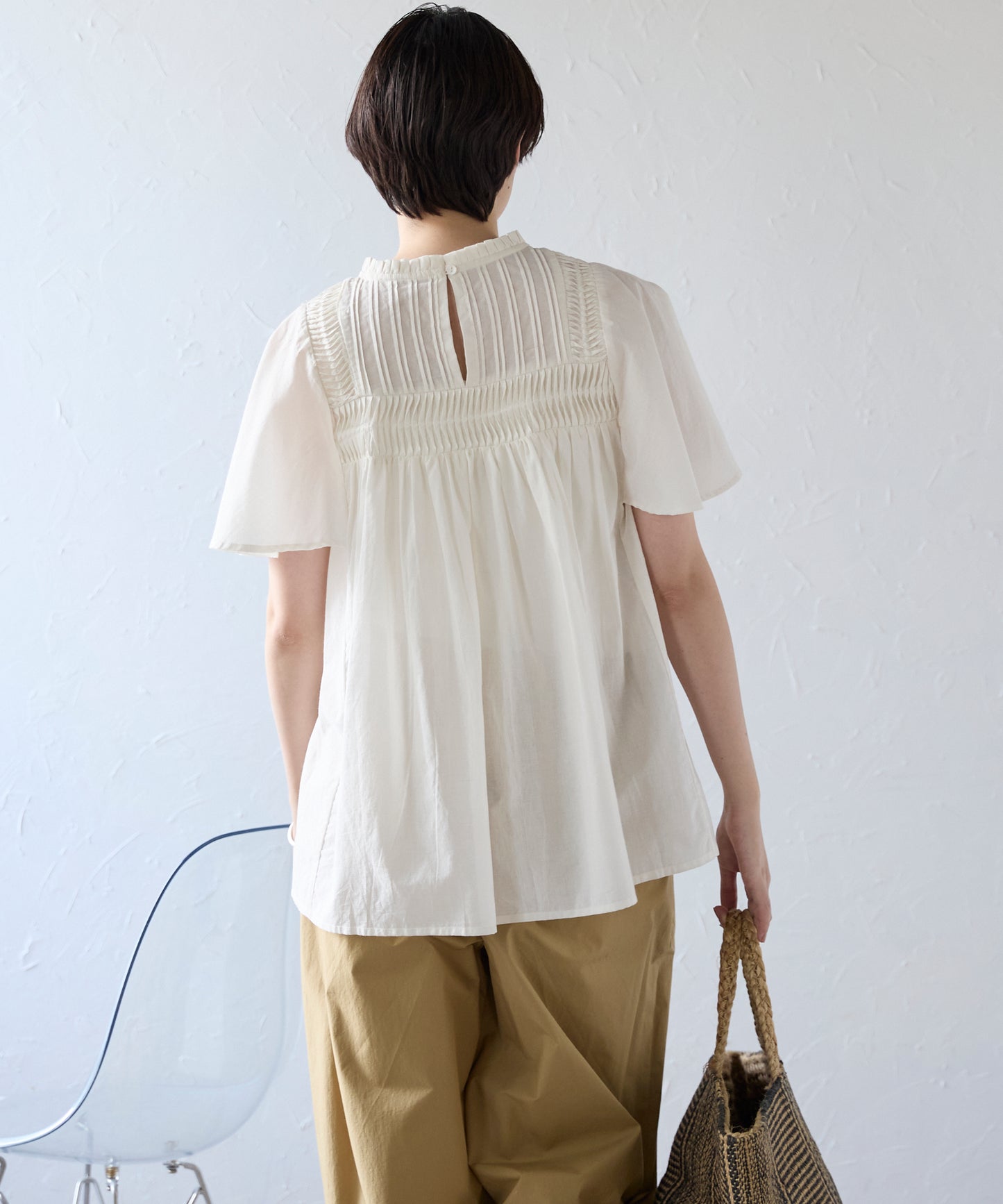 India cambric pintuck blouse インドキャンブリックピンタックブラウス