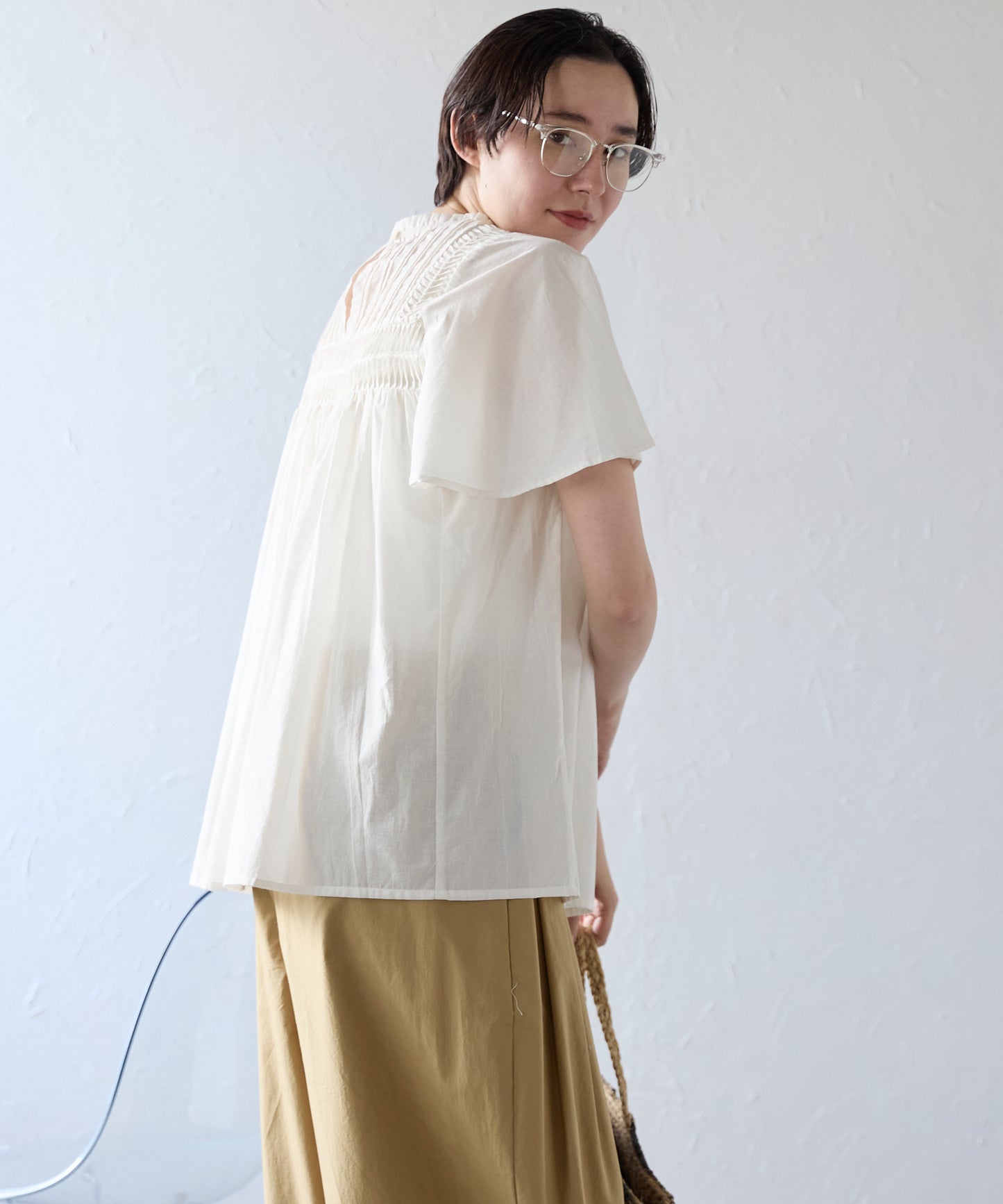 India cambric pintuck blouse インドキャンブリックピンタックブラウス