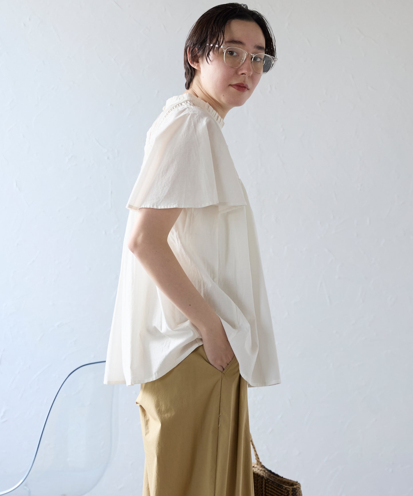 India cambric pintuck blouse インドキャンブリックピンタックブラウス