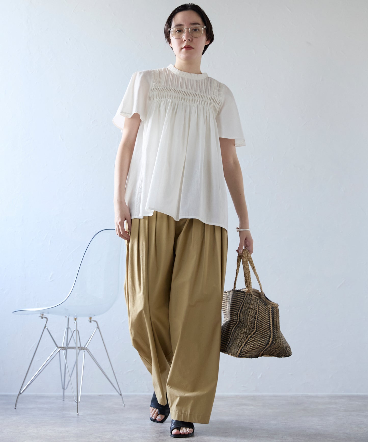 India cambric pintuck blouse インドキャンブリックピンタックブラウス