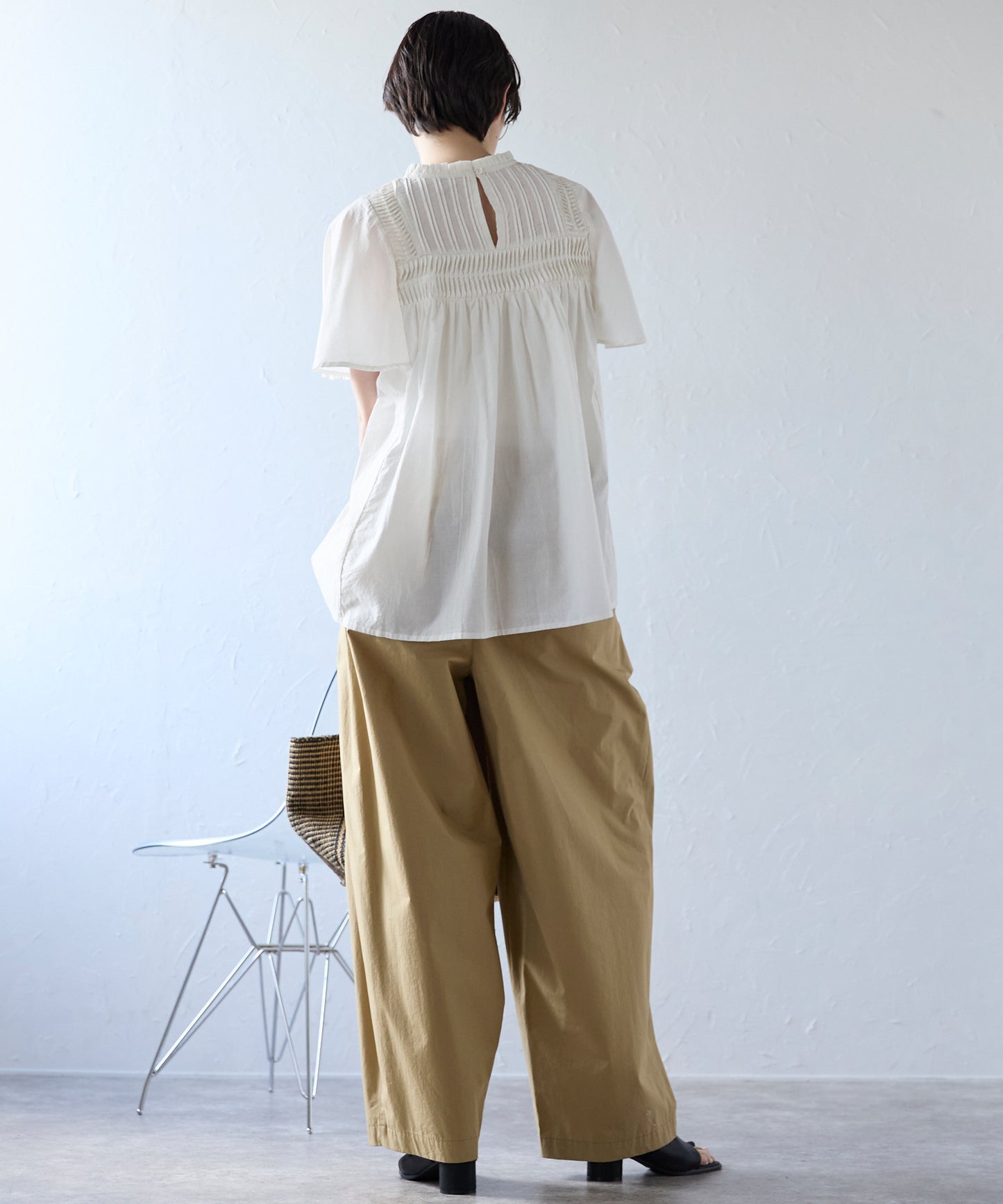 India cambric pintuck blouse インドキャンブリックピンタックブラウス