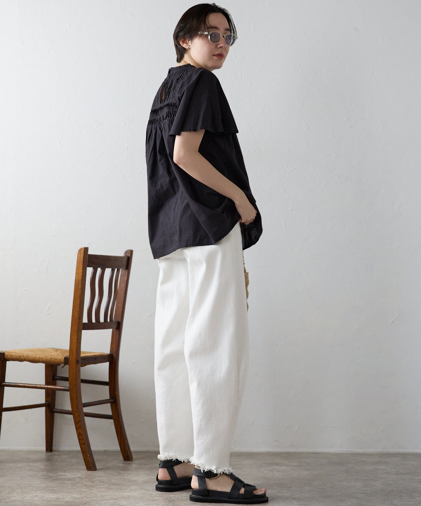 India cambric pintuck blouse インドキャンブリックピンタックブラウス