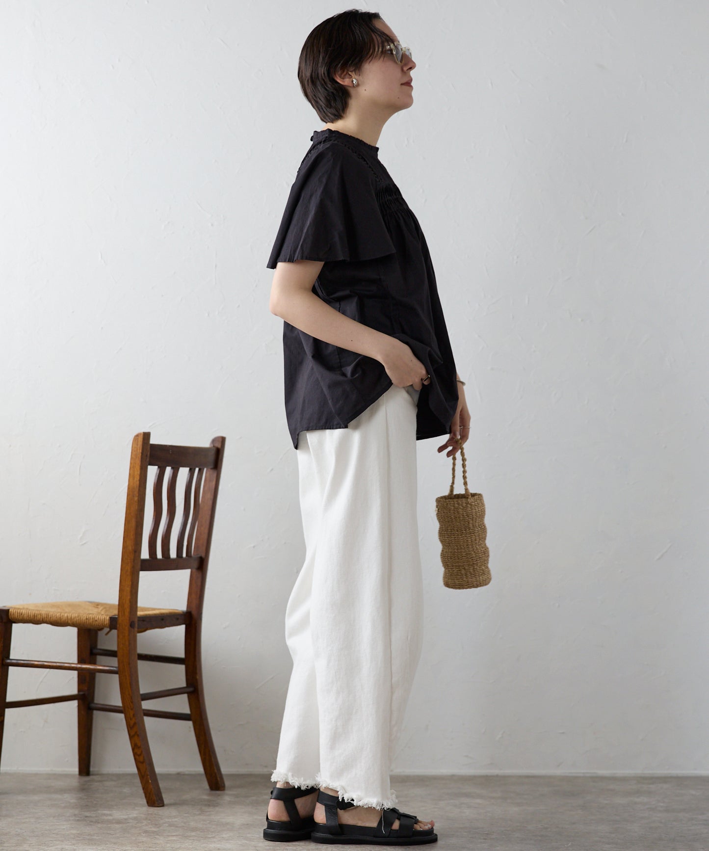 India cambric pintuck blouse インドキャンブリックピンタックブラウス