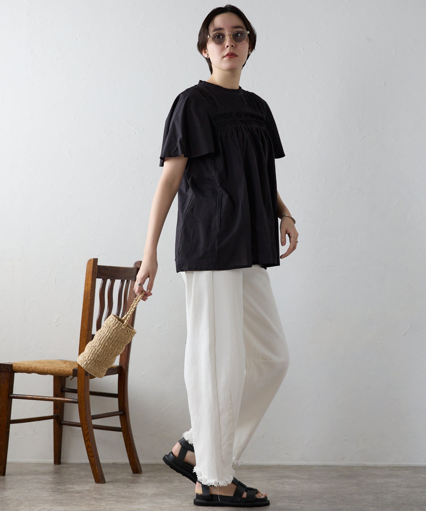 India cambric pintuck blouse インドキャンブリックピンタックブラウス