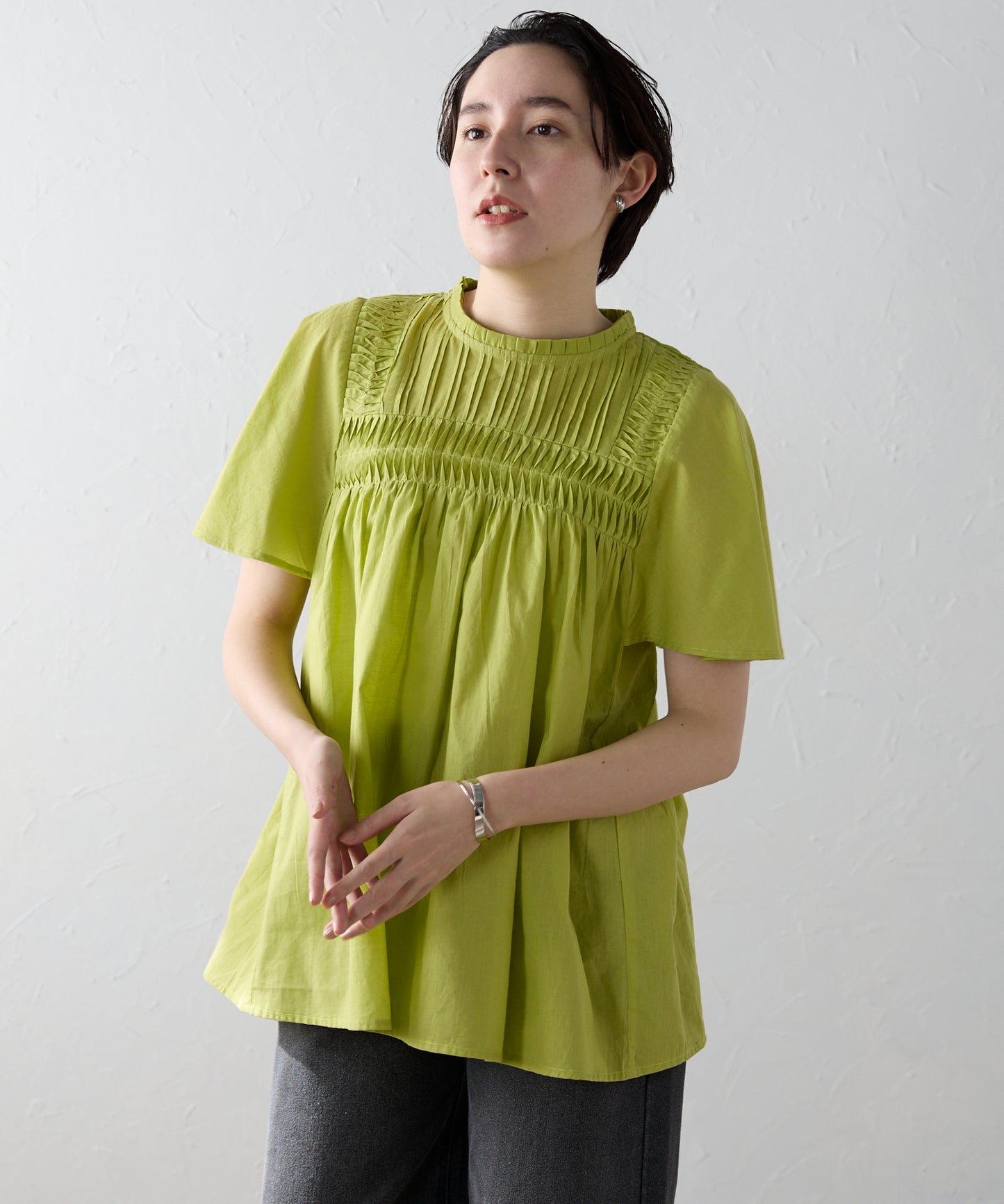 India cambric pintuck blouse インドキャンブリックピンタックブラウス