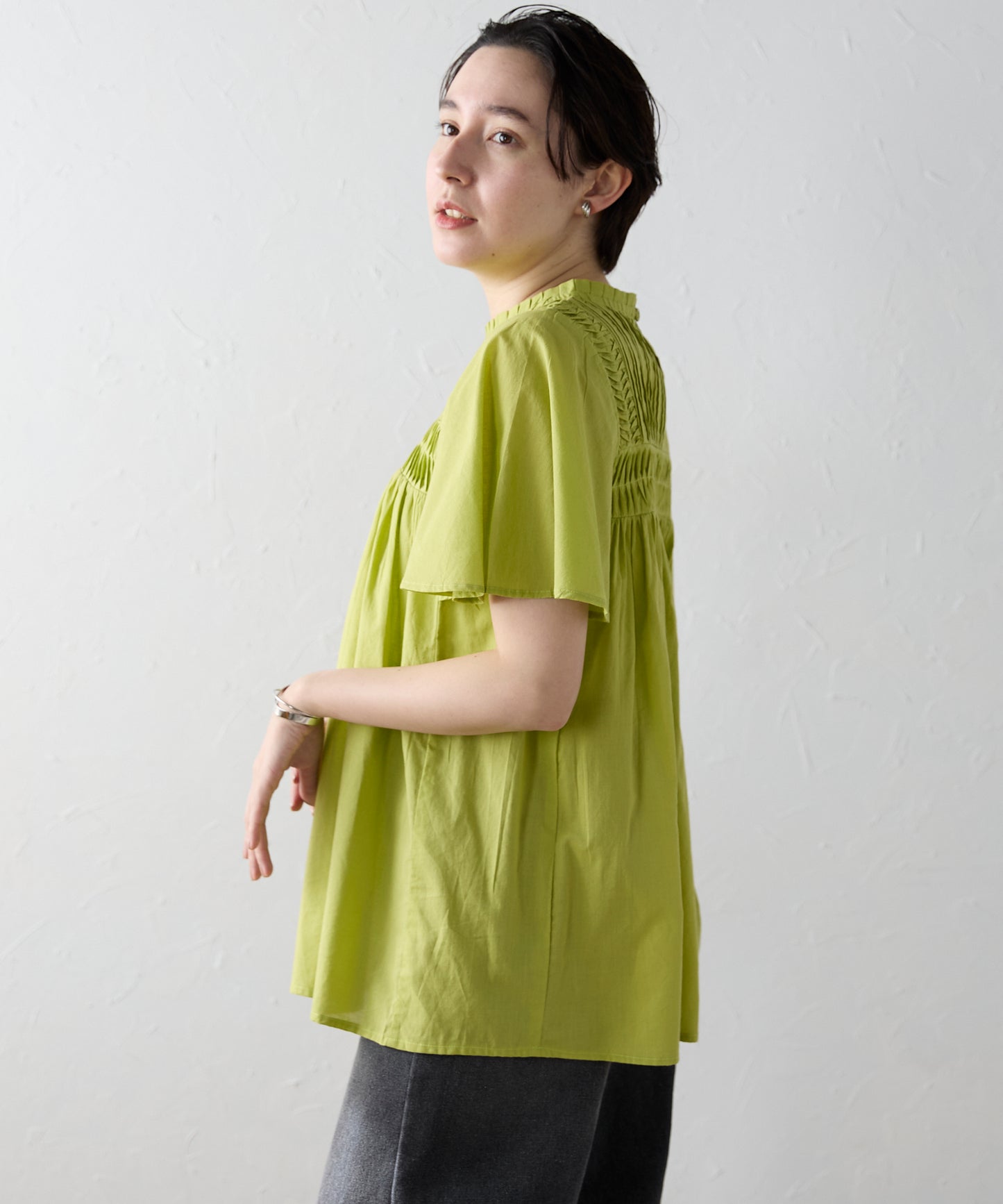 India cambric pintuck blouse インドキャンブリックピンタックブラウス