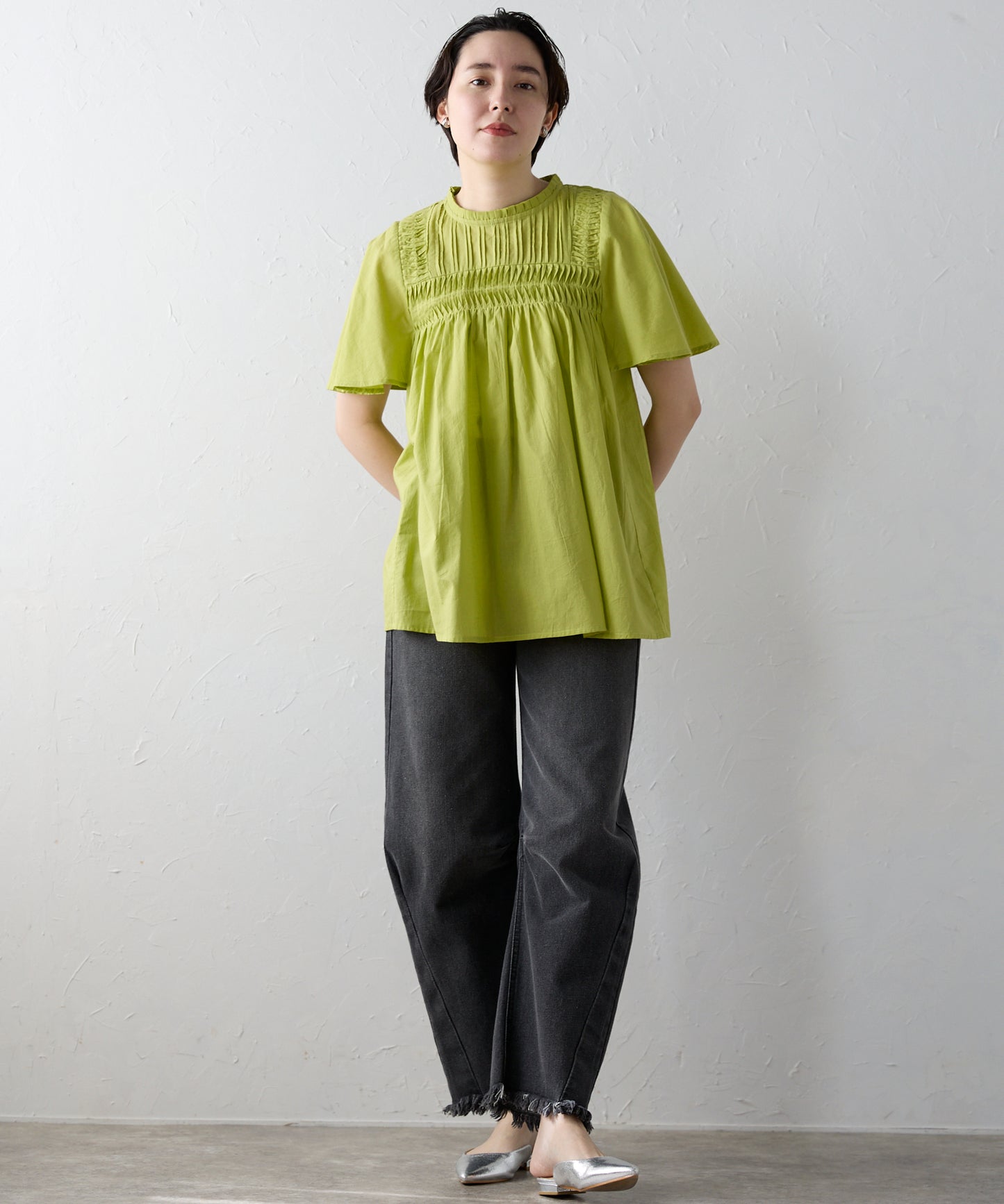 India cambric pintuck blouse インドキャンブリックピンタックブラウス