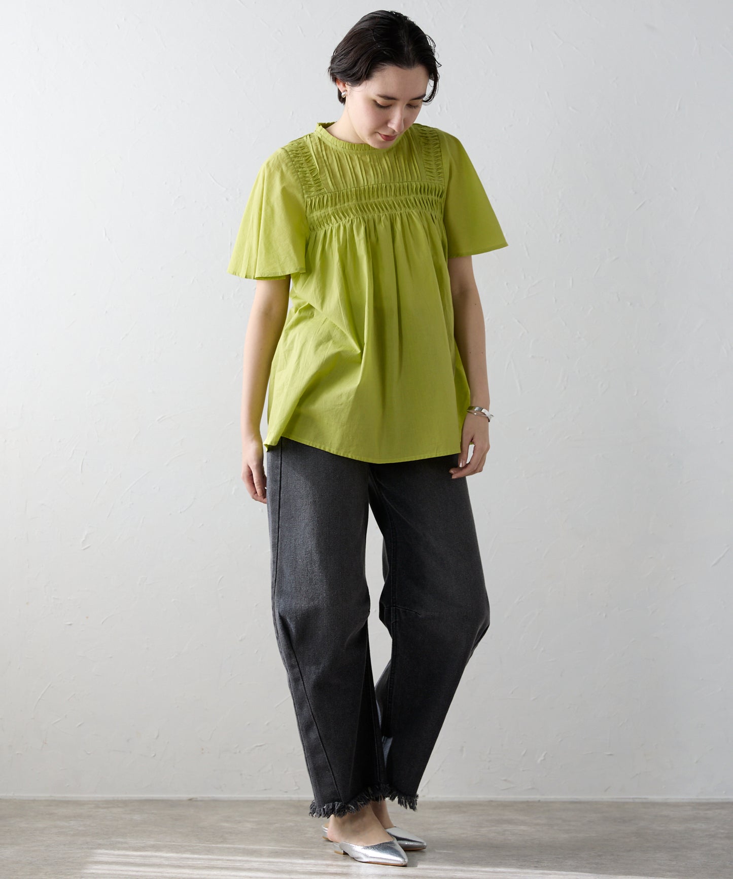 India cambric pintuck blouse インドキャンブリックピンタックブラウス
