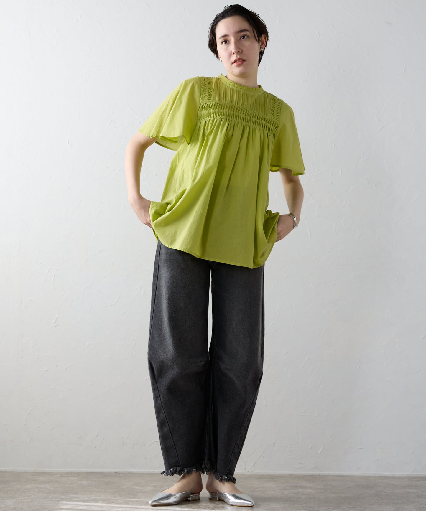 India cambric pintuck blouse インドキャンブリックピンタックブラウス