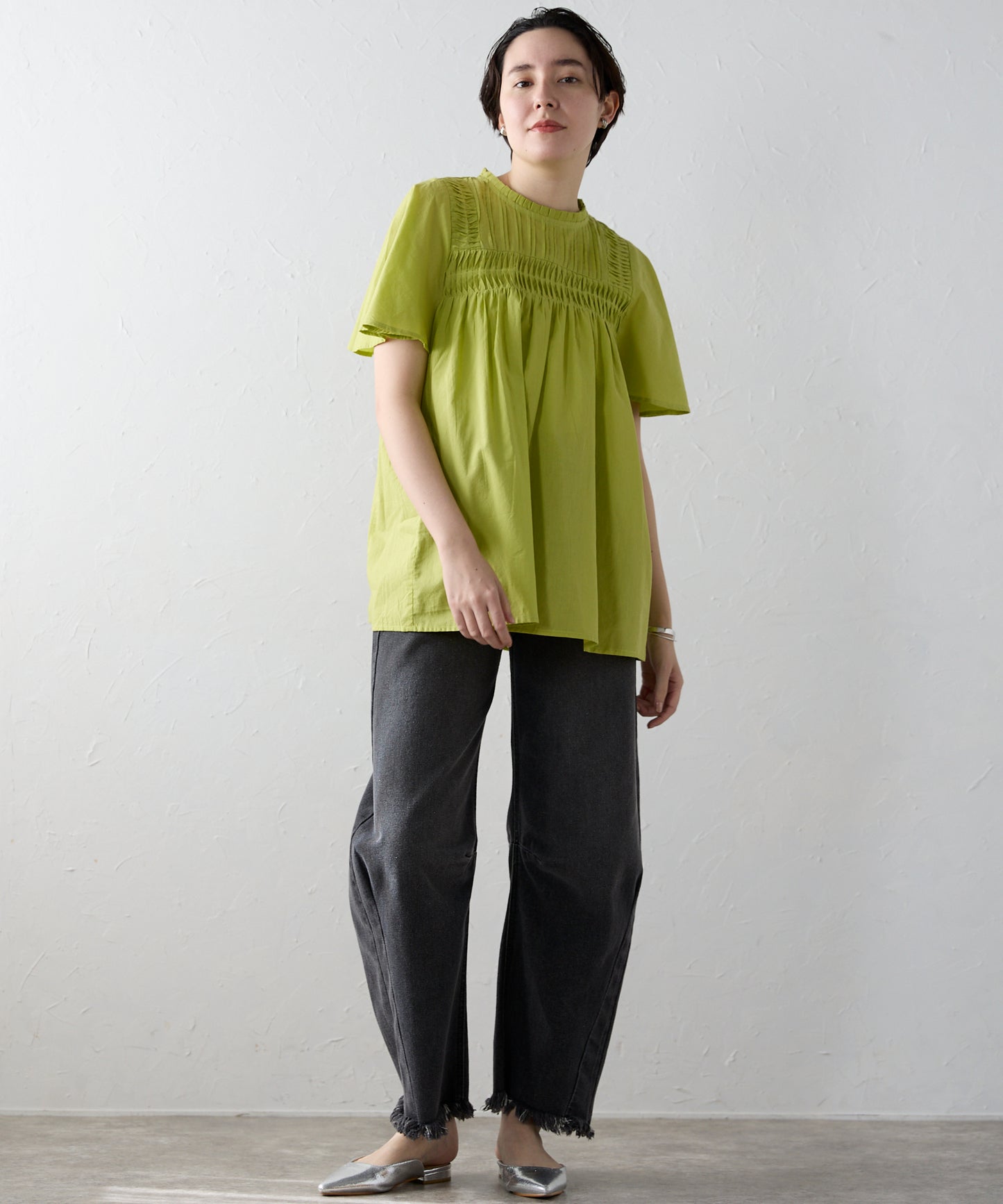India cambric pintuck blouse インドキャンブリックピンタックブラウス