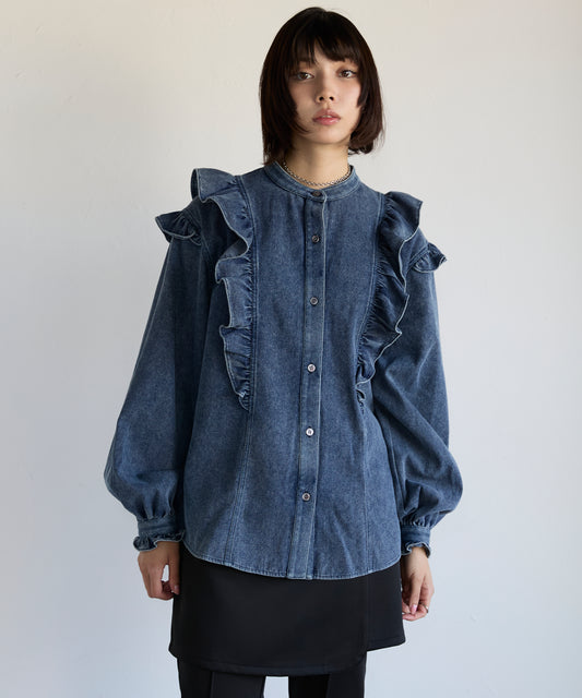 Frill Denim Shirt　フリルデニムシャツ