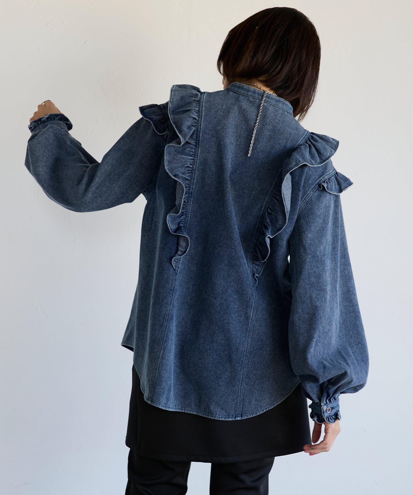 Frill Denim Shirt　フリルデニムシャツ