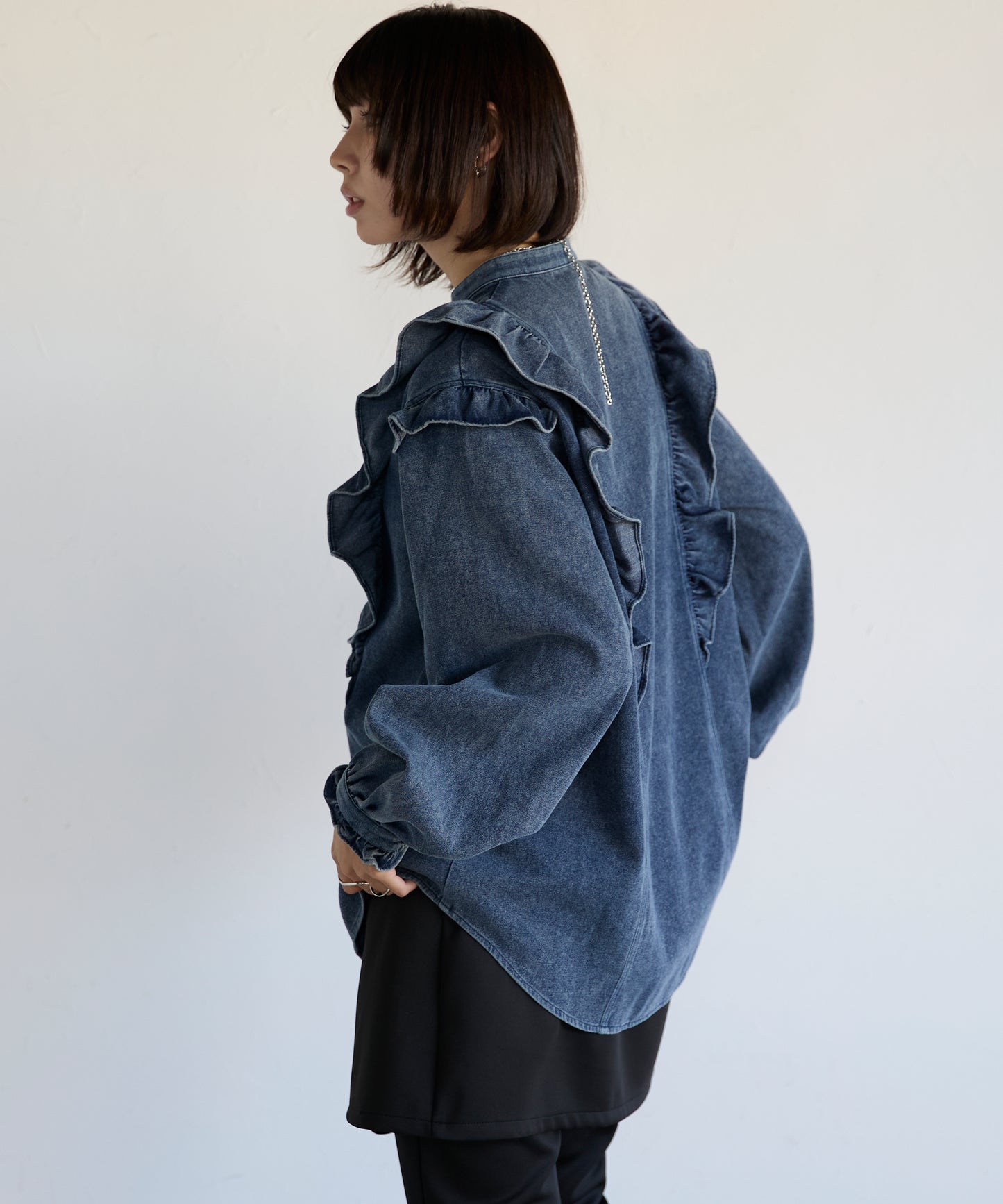 Frill Denim Shirt　フリルデニムシャツ