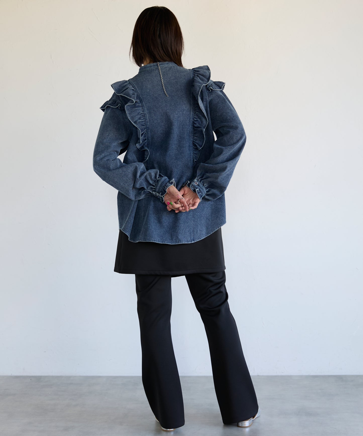 Frill Denim Shirt　フリルデニムシャツ