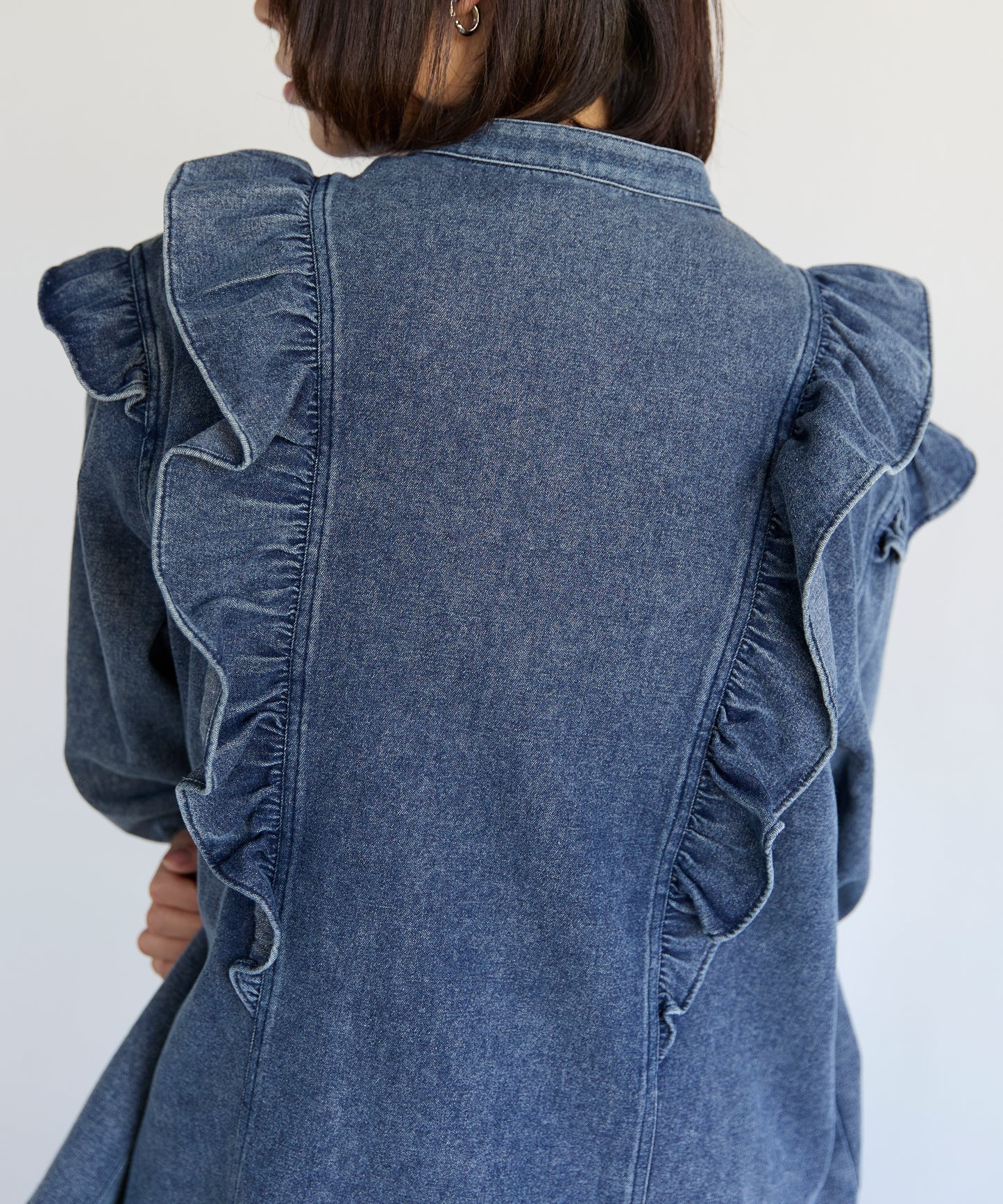 Frill Denim Shirt　フリルデニムシャツ