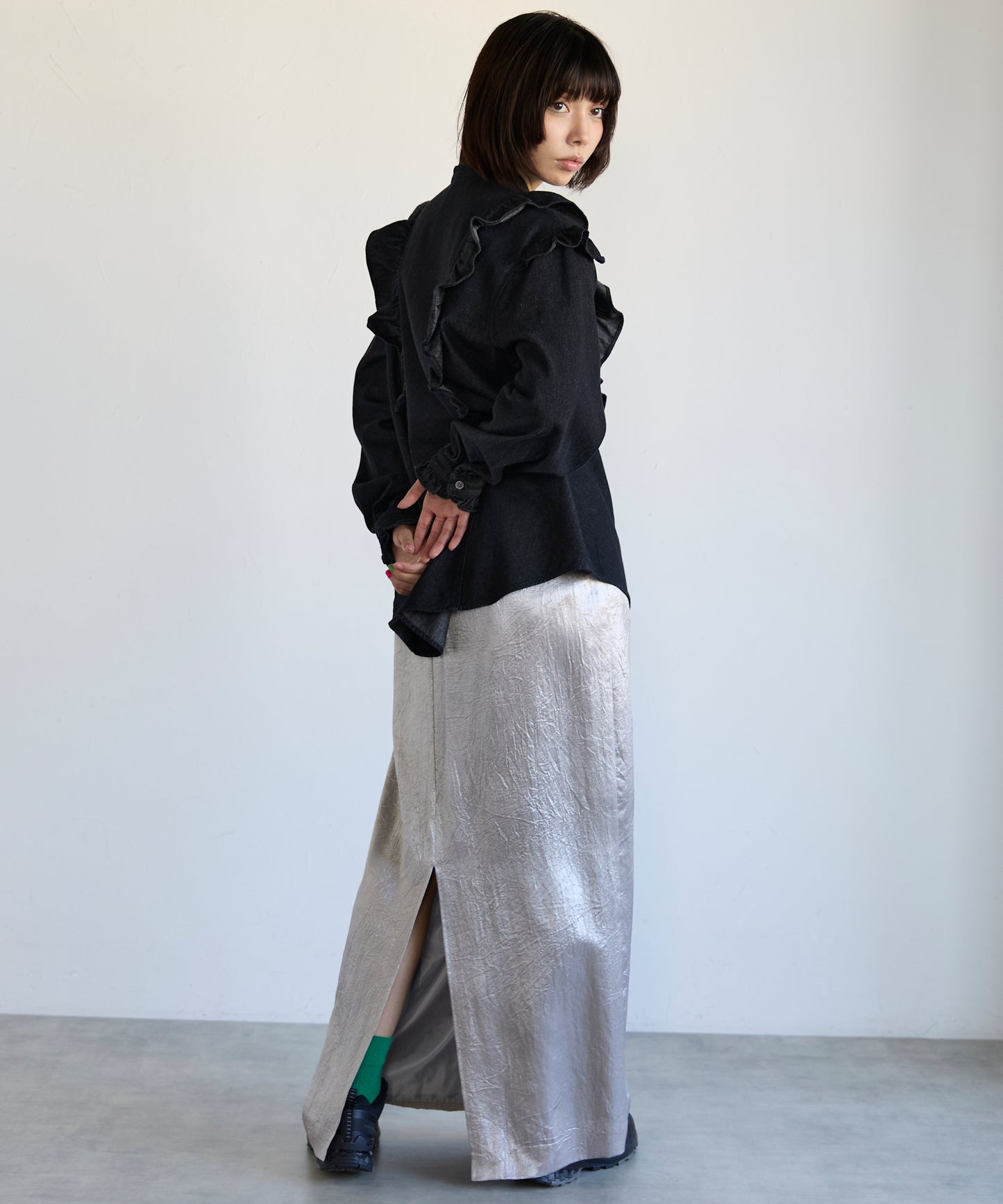 Frill Denim Shirt　フリルデニムシャツ