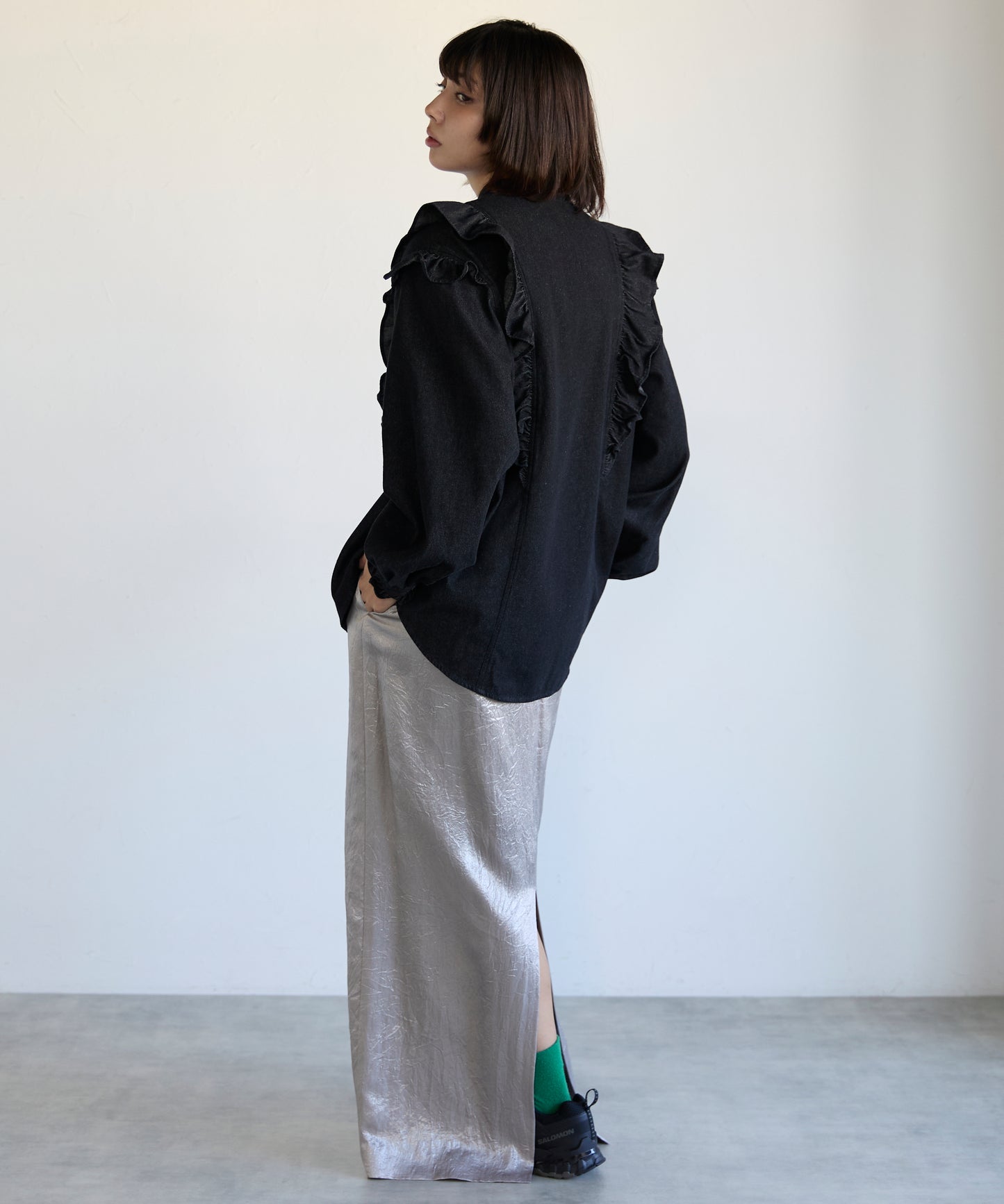 Frill Denim Shirt　フリルデニムシャツ