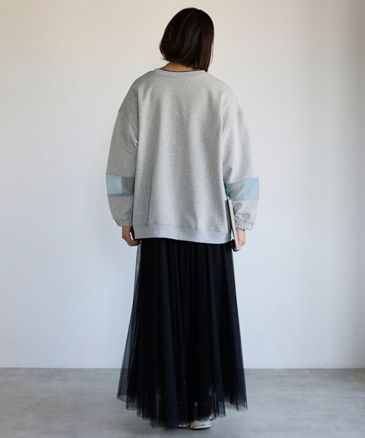 Sweatshirt with Sheer Sleeve Details　袖シアーディティールスウェット