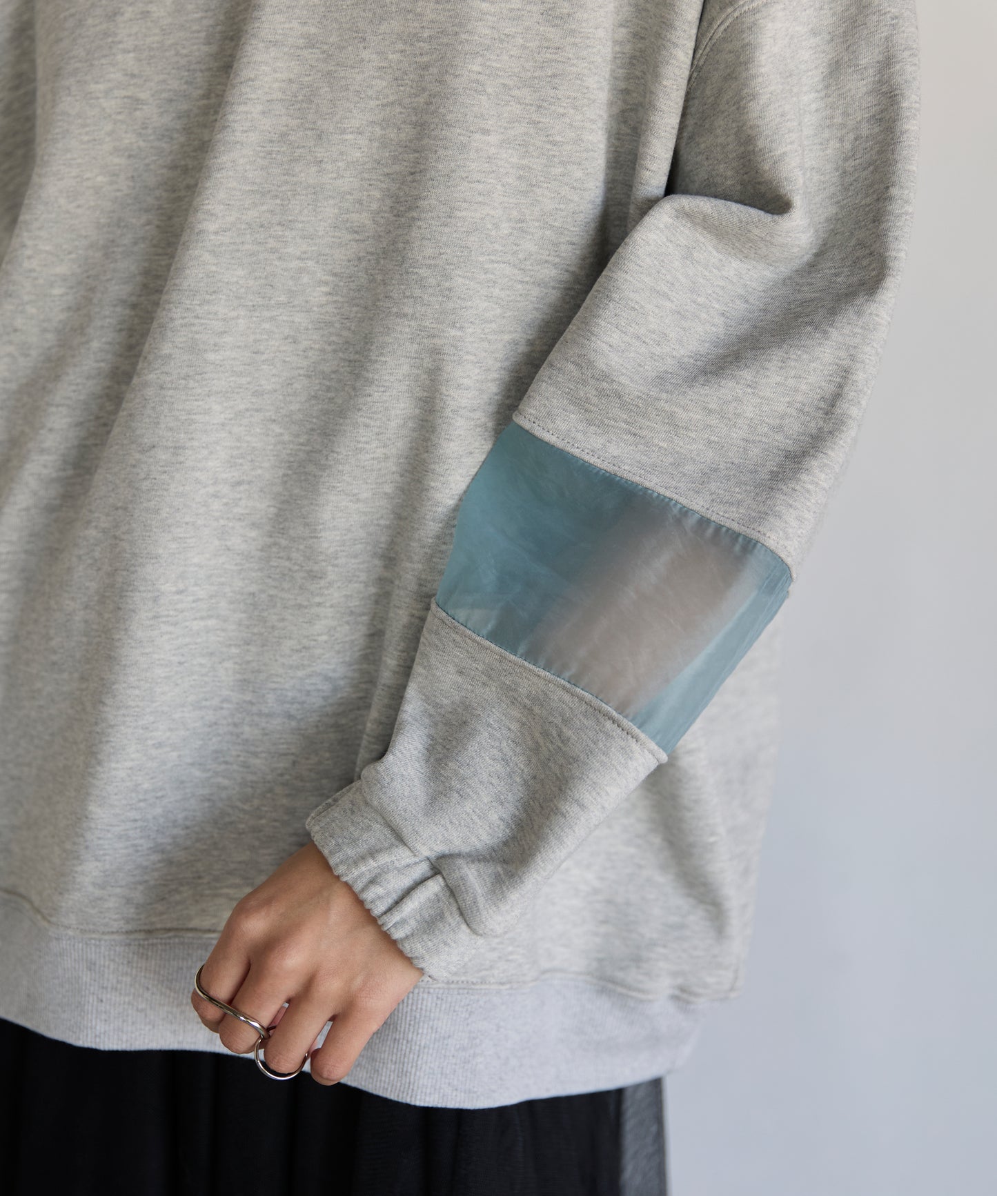 Sweatshirt with Sheer Sleeve Details　袖シアーディティールスウェット