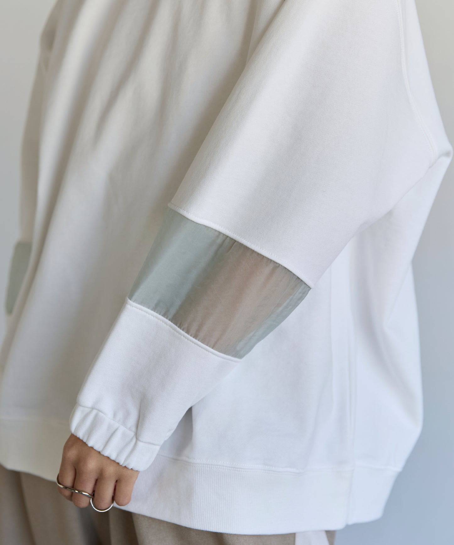 Sweatshirt with Sheer Sleeve Details　袖シアーディティールスウェット