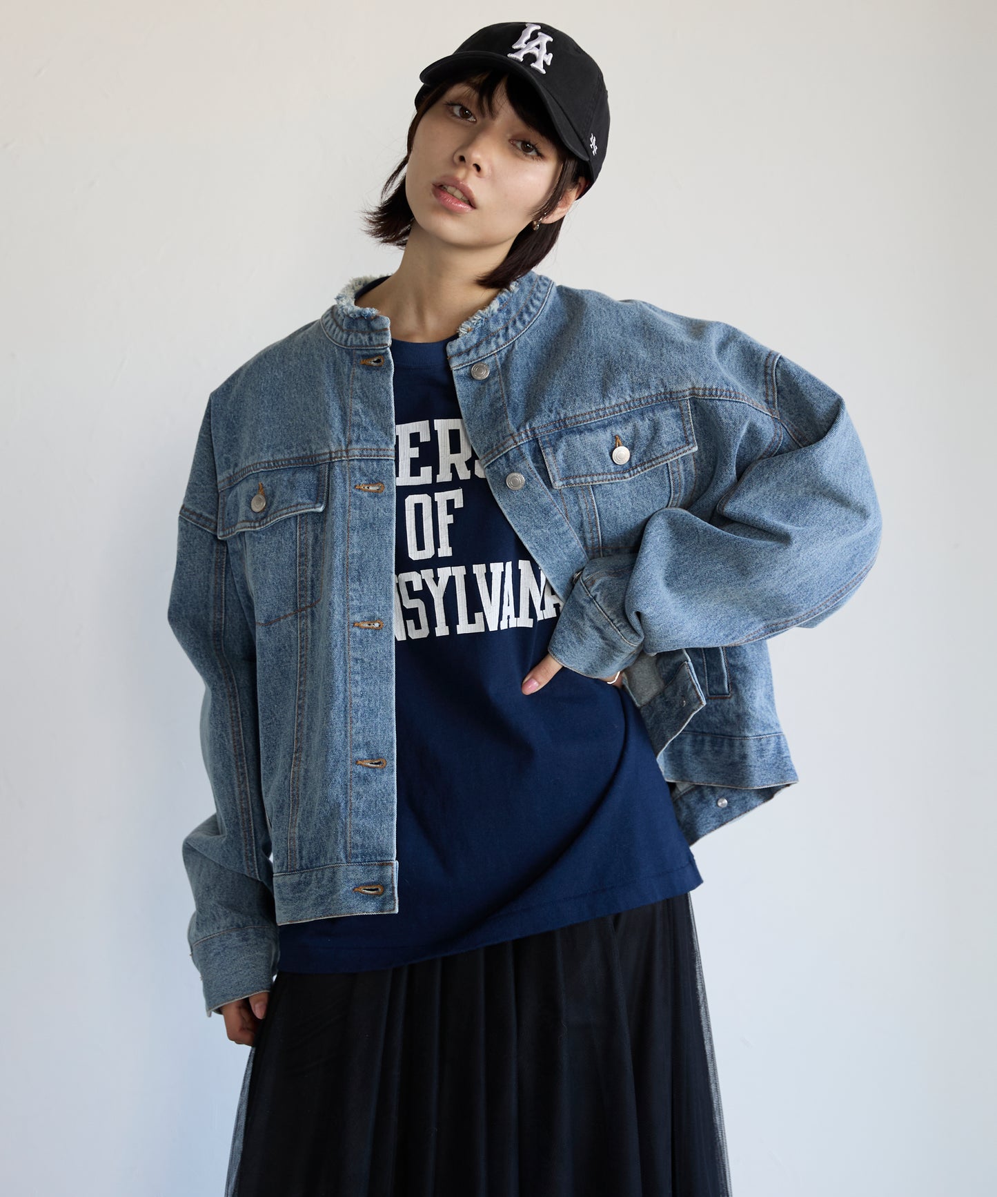 Collarless Denim Jacket　ノーカラーデニムジャケット