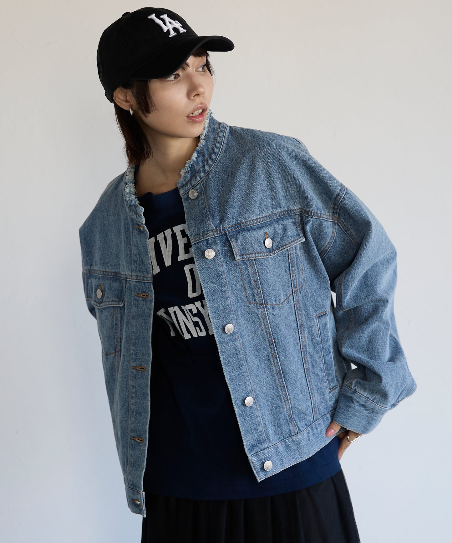 Collarless Denim Jacket　ノーカラーデニムジャケット