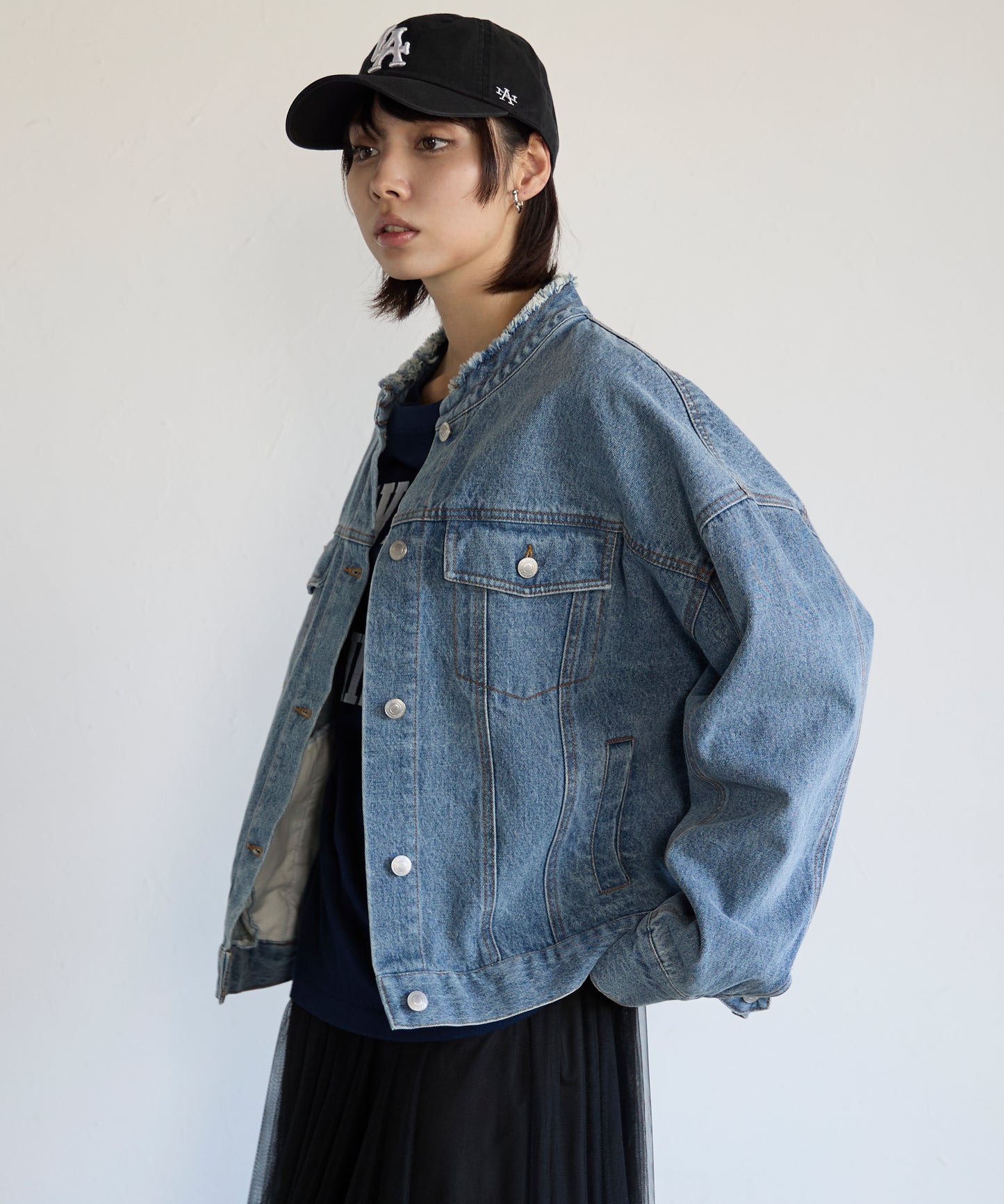 Collarless Denim Jacket　ノーカラーデニムジャケット