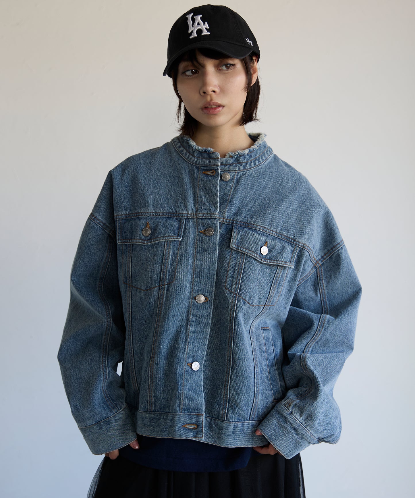 Collarless Denim Jacket　ノーカラーデニムジャケット