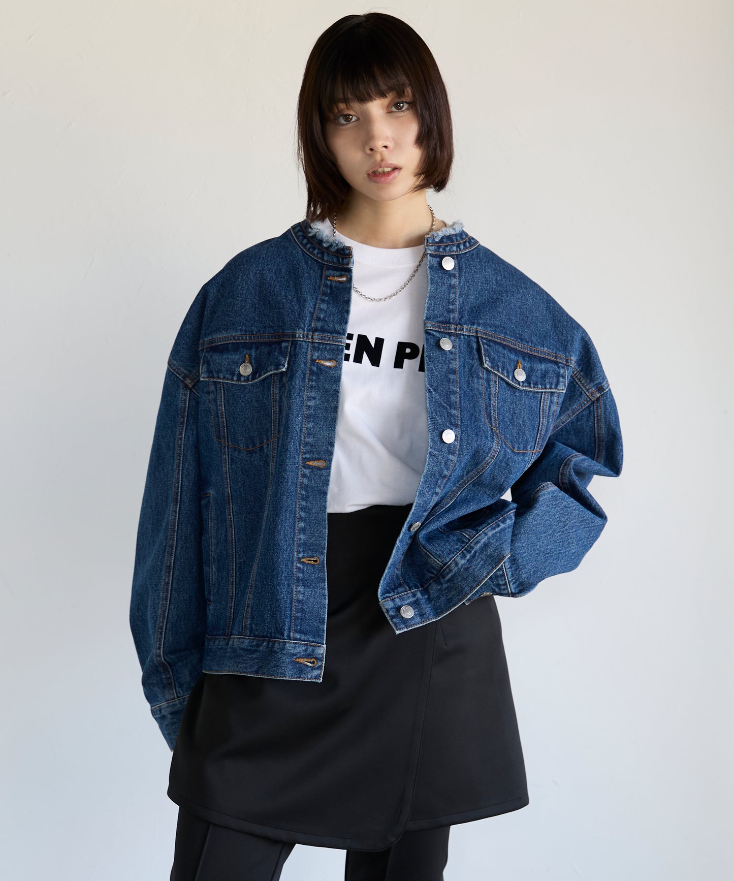 Collarless Denim Jacket　ノーカラーデニムジャケット