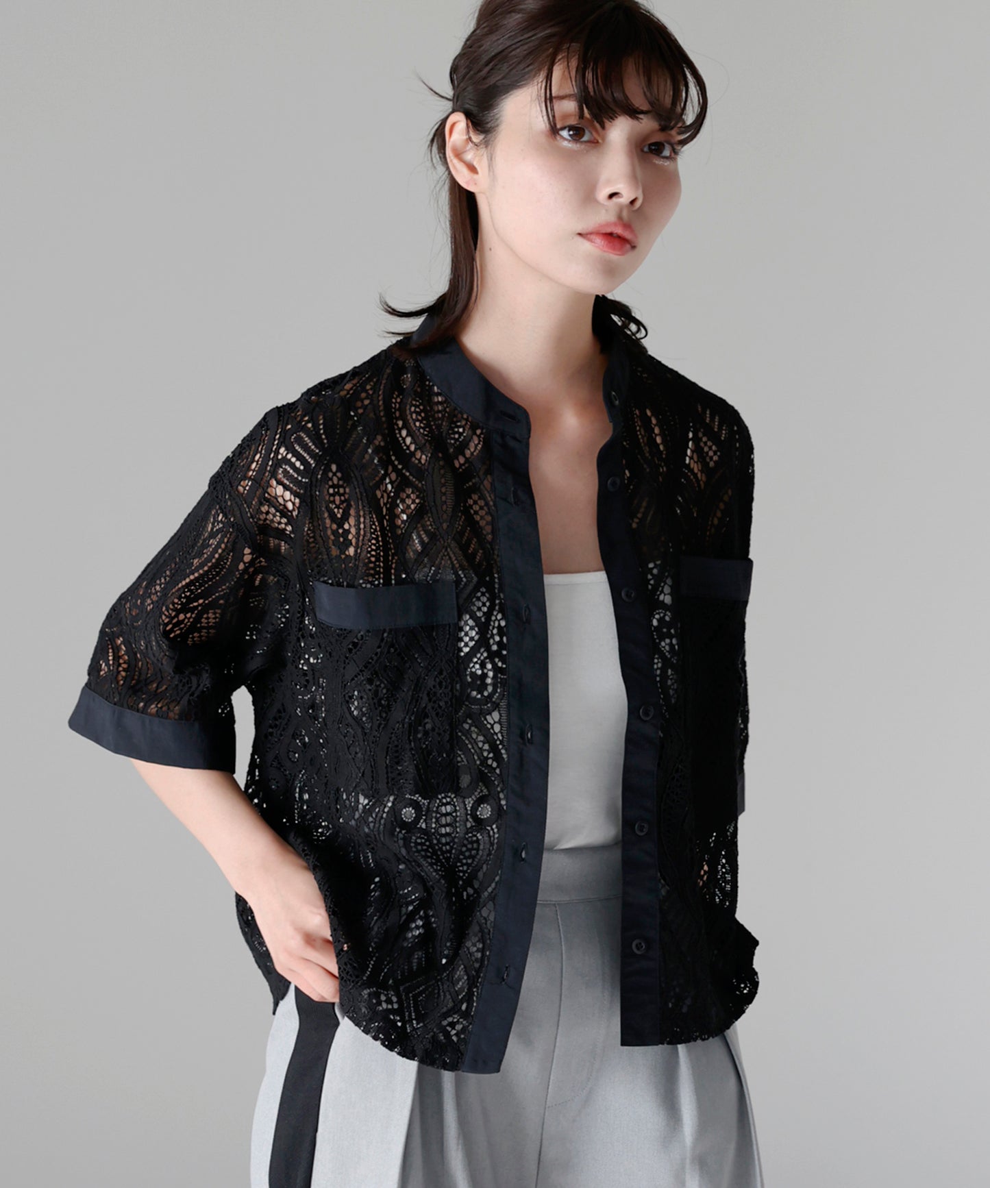 Cropped lace shirt クロップドレースシャツ