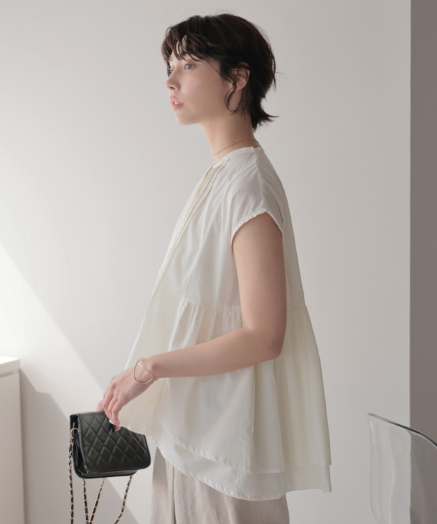 Pin Tuck Peplum Blouse｜ピンタックペプラムブラウス