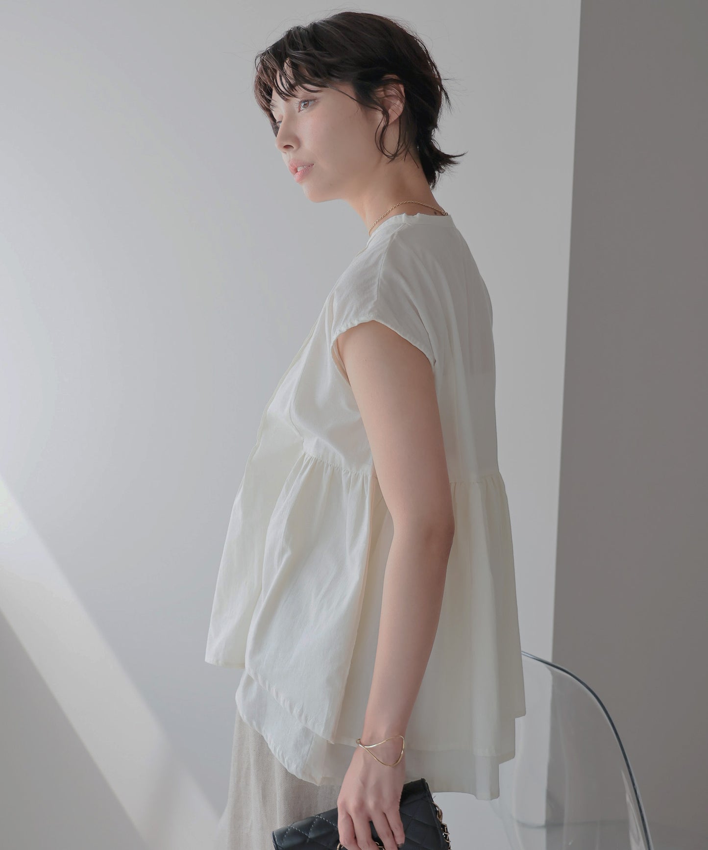 Pin Tuck Peplum Blouse｜ピンタックペプラムブラウス