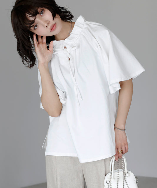 Drawstring ribbon tops　ドロストリボントップス
