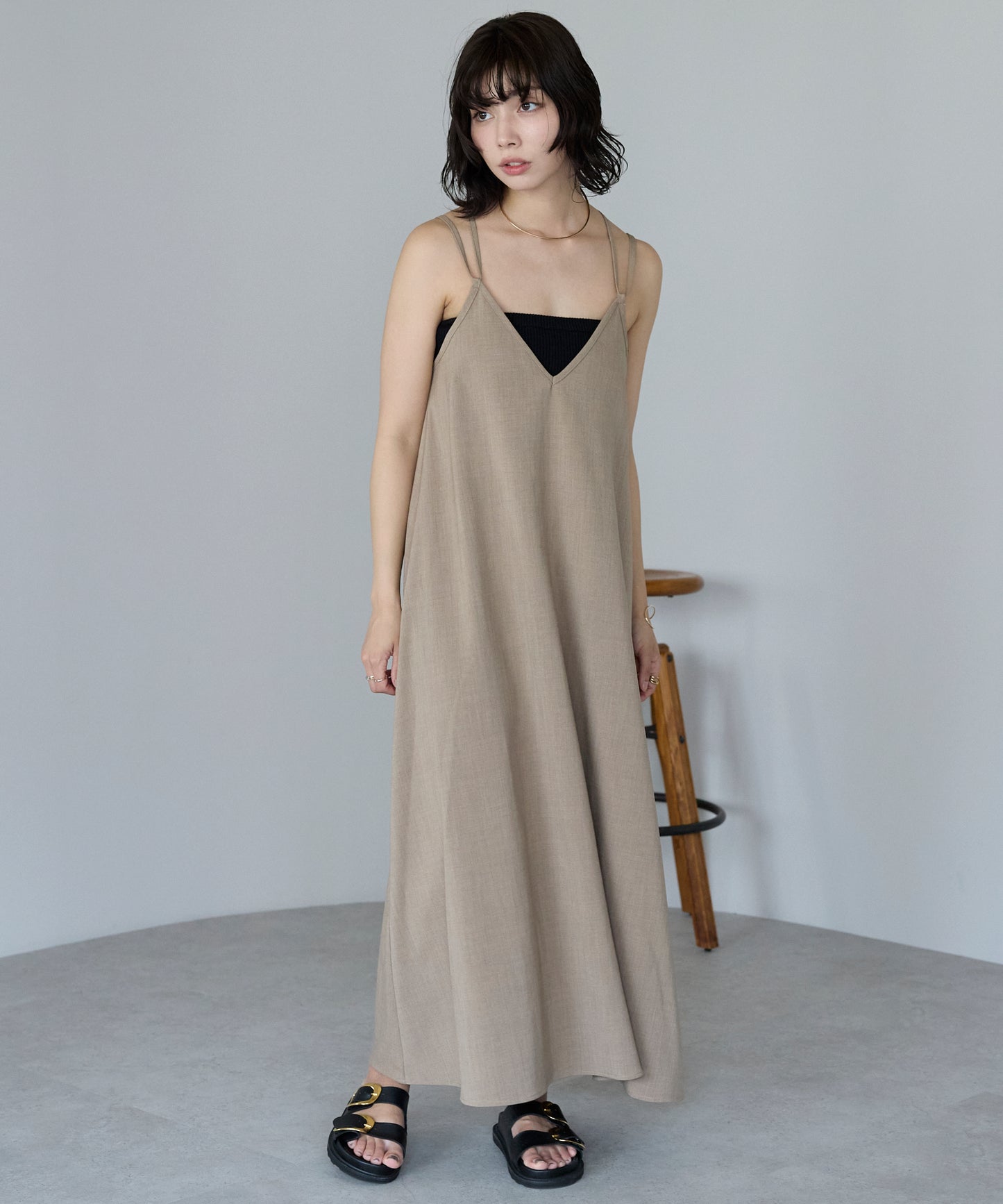 Double strap camisole dress　ダブルストラップキャミワンピース