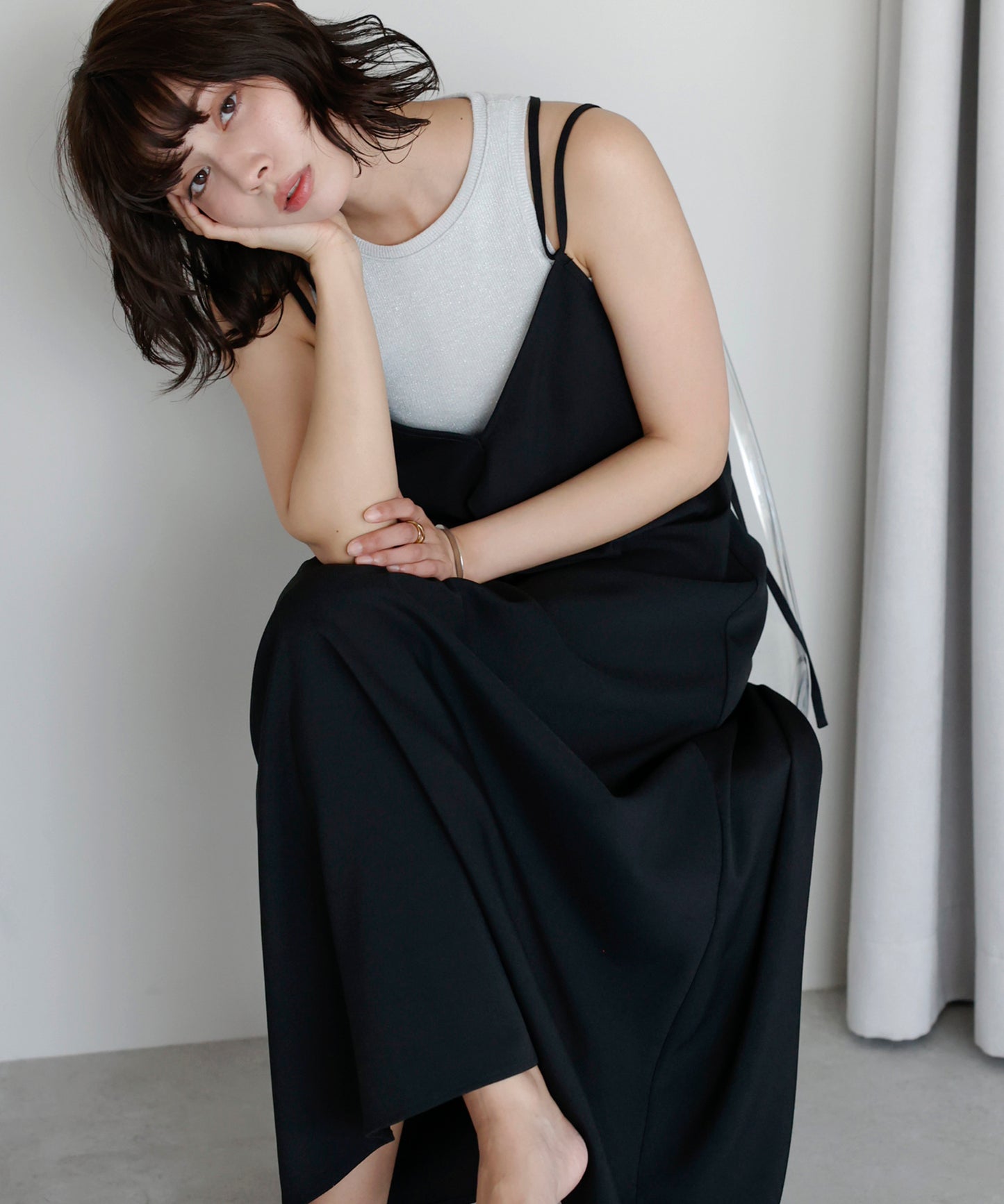Double strap camisole dress　ダブルストラップキャミワンピース