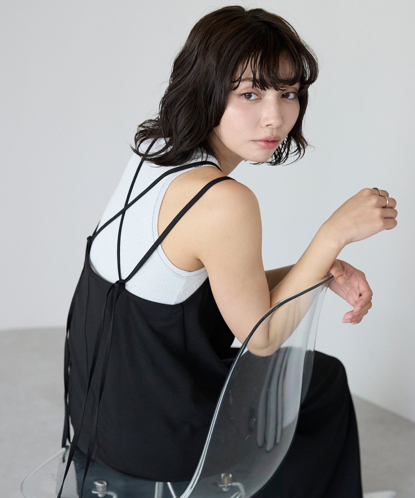 Double strap camisole dress　ダブルストラップキャミワンピース