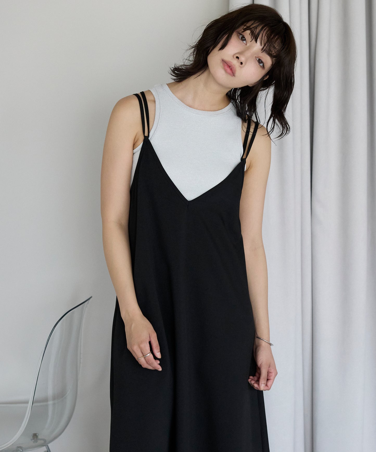Double strap camisole dress　ダブルストラップキャミワンピース